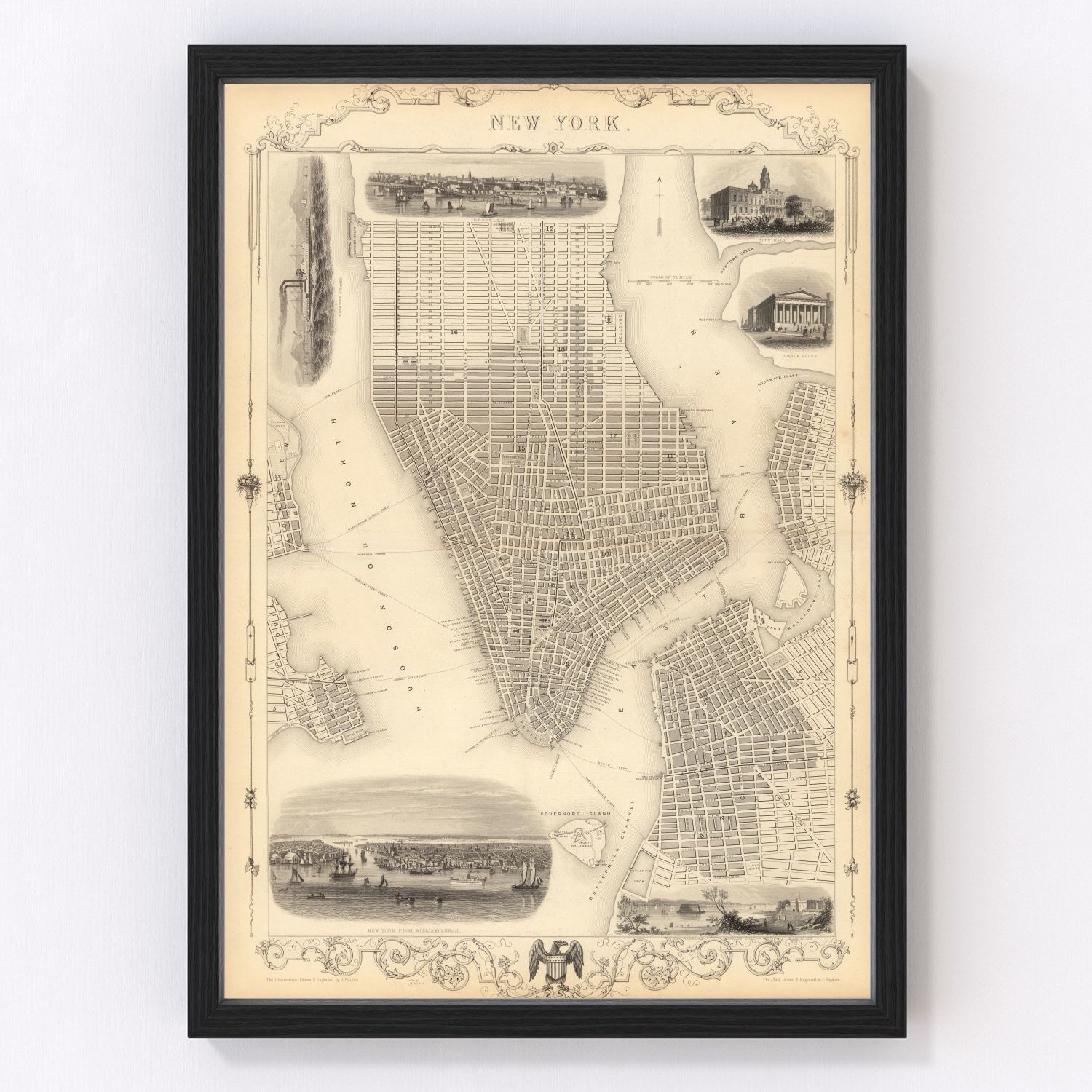 Vintage map of New York City, New York, 1851