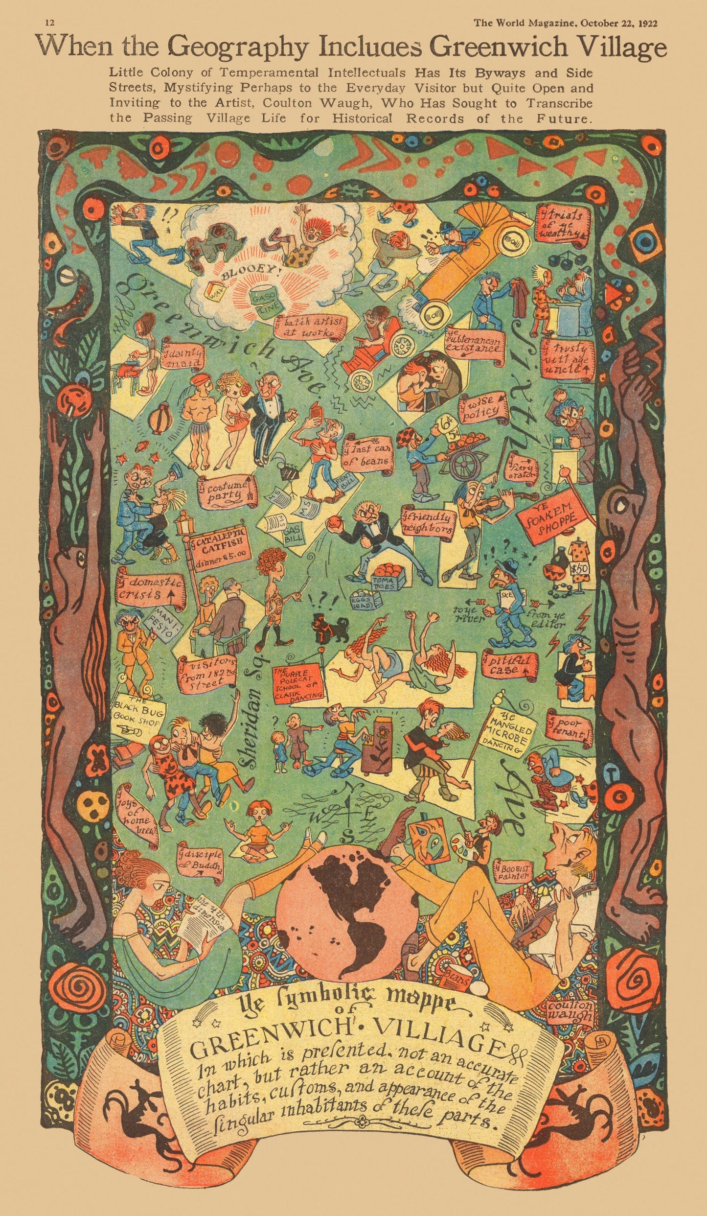 Vintage Map of Greenwich Village, New York, 1922