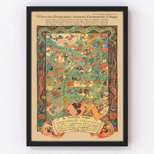 vintage map of Greenwich Village, New York, 1922