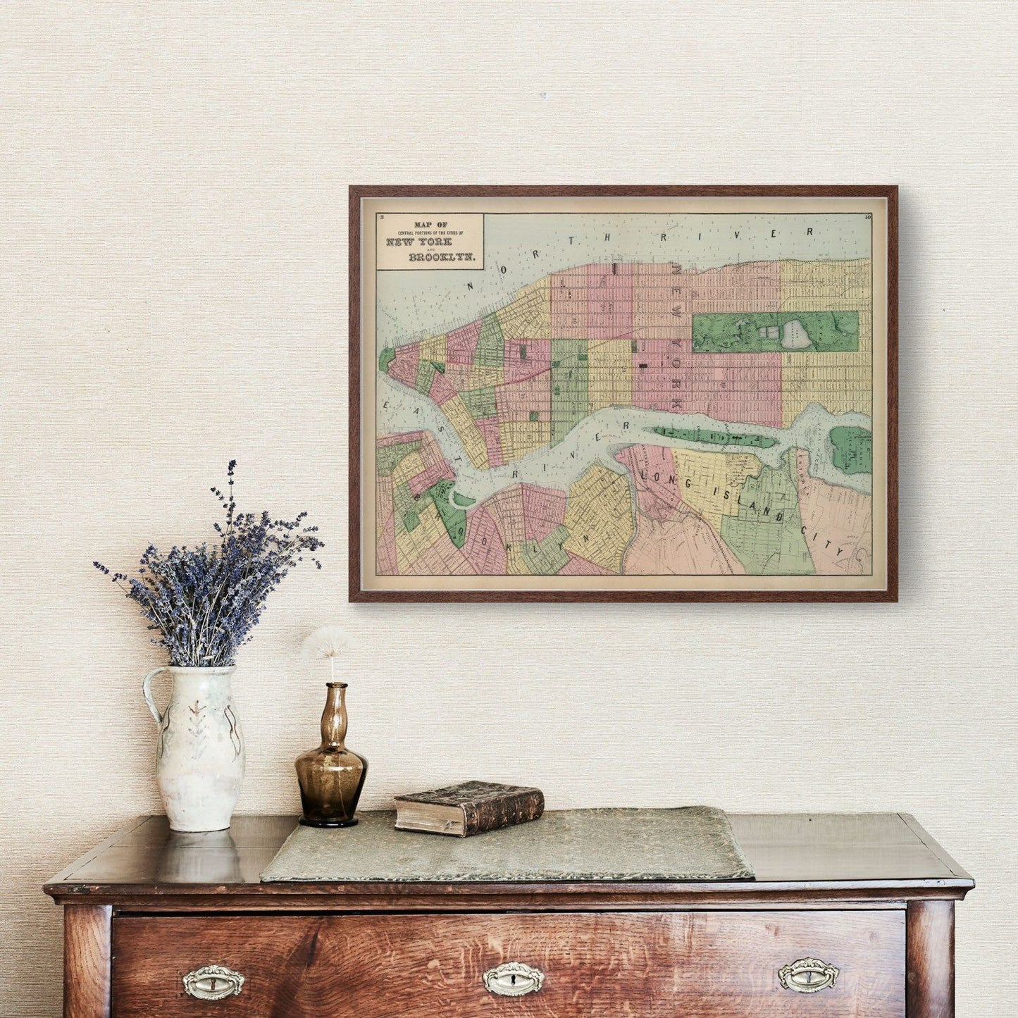 Vintage Map of Brooklyn, New York, 1873