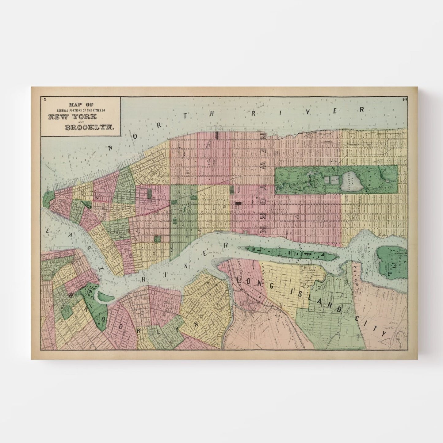 Vintage Map of Brooklyn, New York, 1873