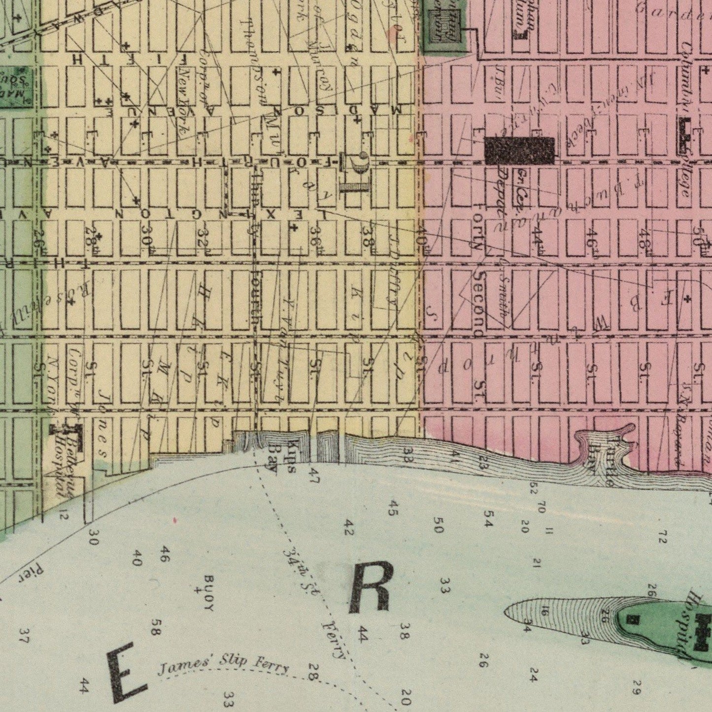 Vintage Map of Brooklyn, New York, 1873