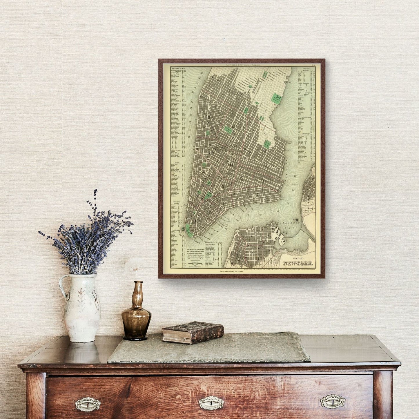 Vintage Map of New York City, New York, 1836 II