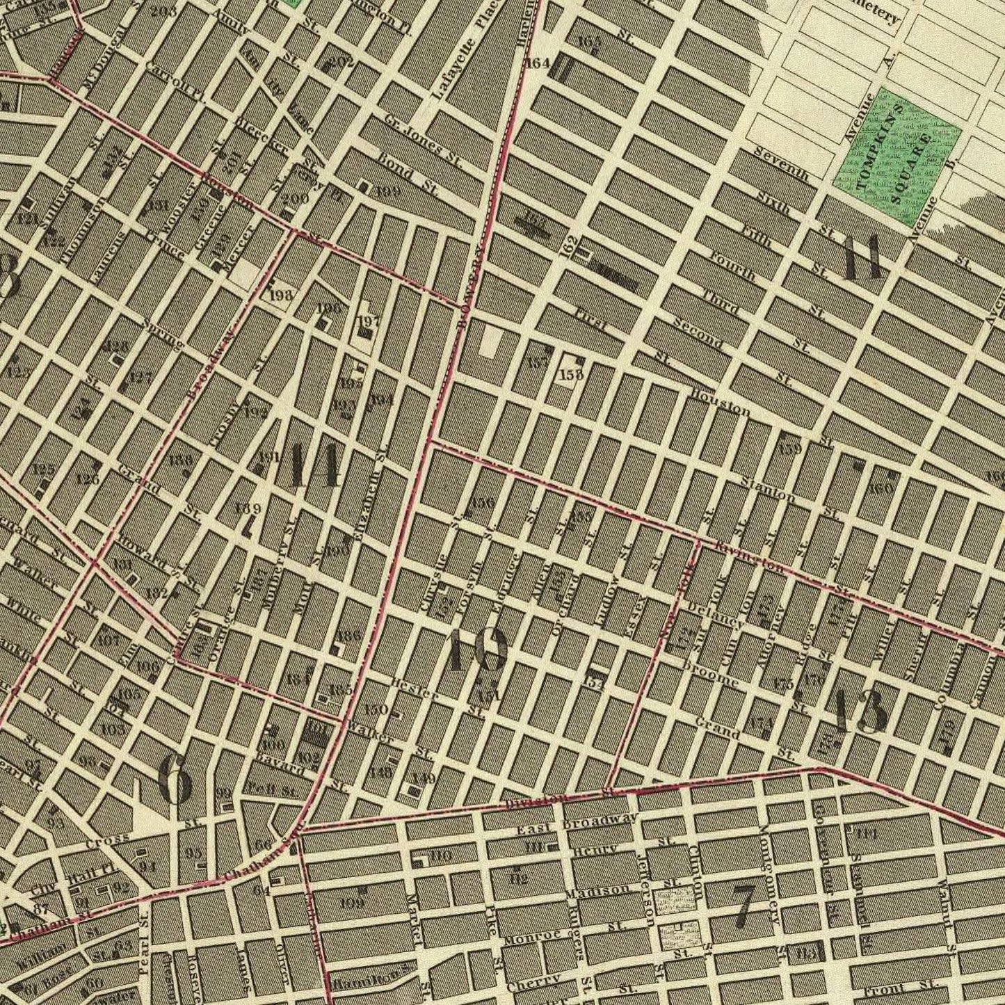 Vintage Map of New York City, New York, 1836 II