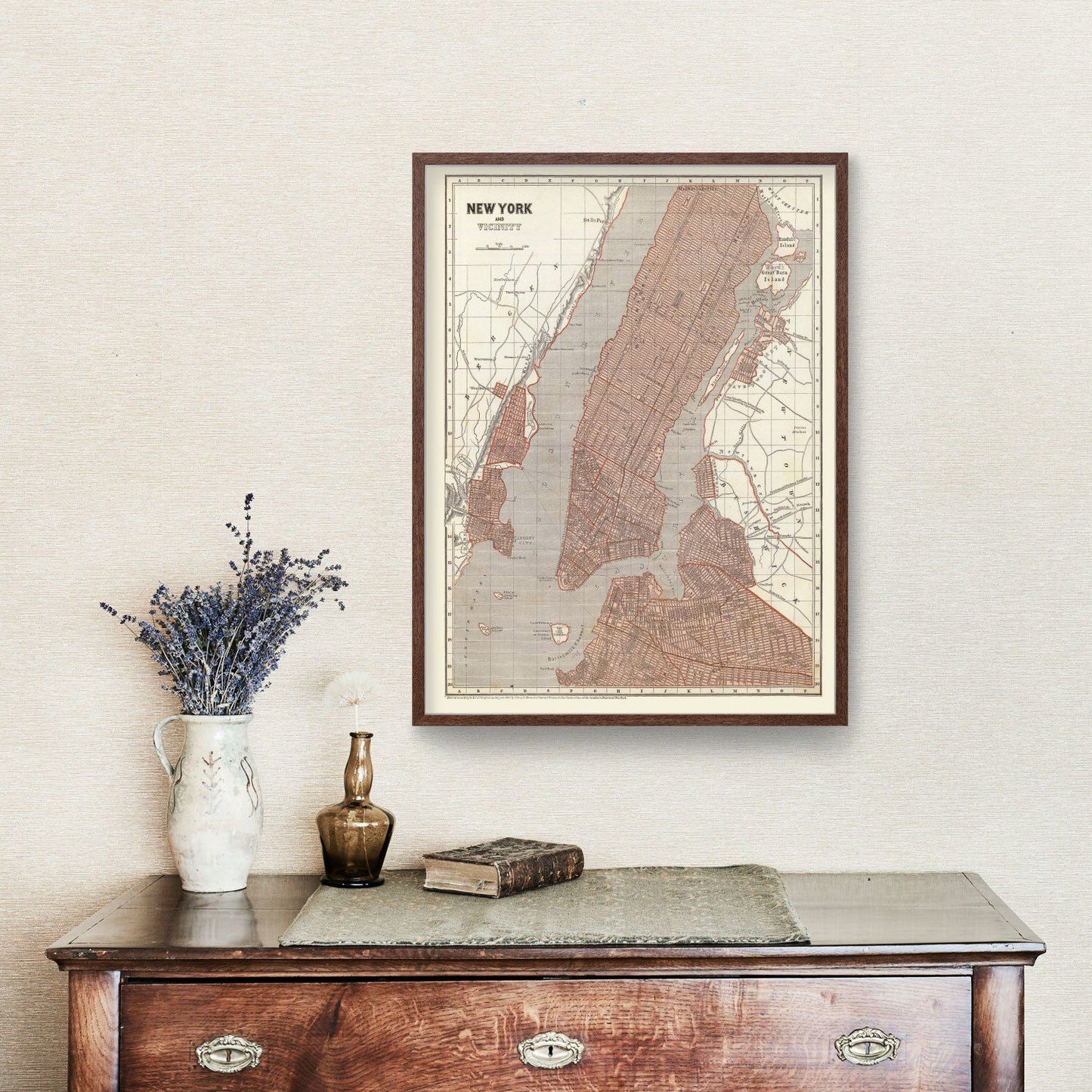 Vintage Map of New York City, New York, 1845
