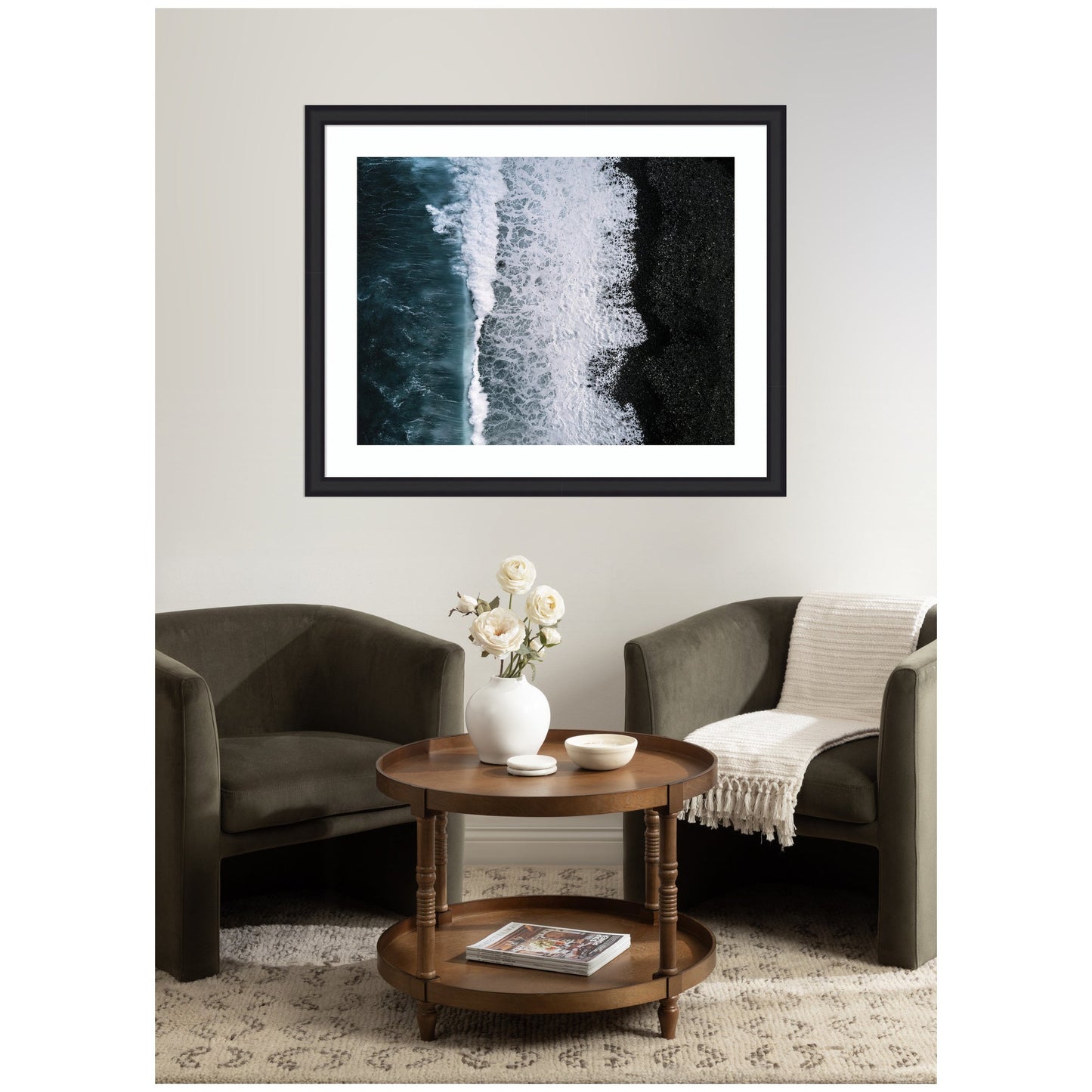 Ocean Waves Black Beach Iceland Framed Wall Art