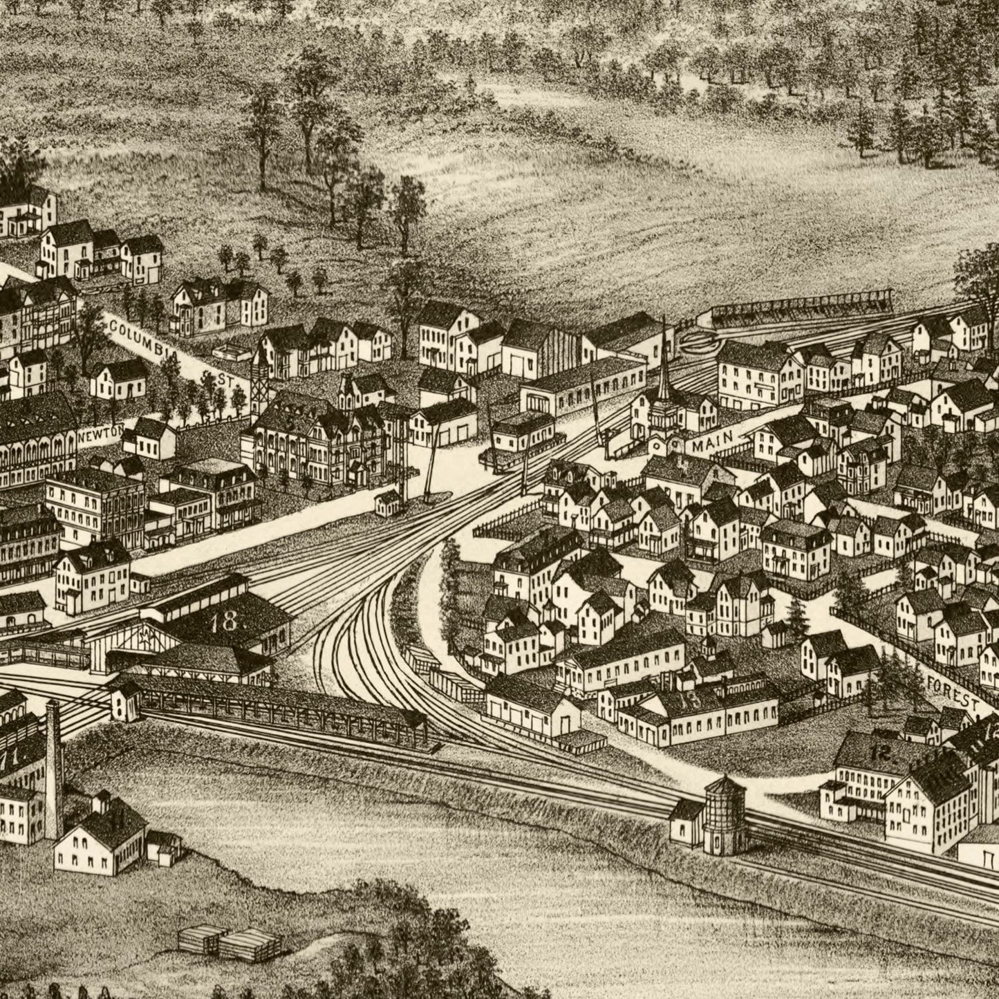 Vintage Map of Ayer, Massachusetts, 1886