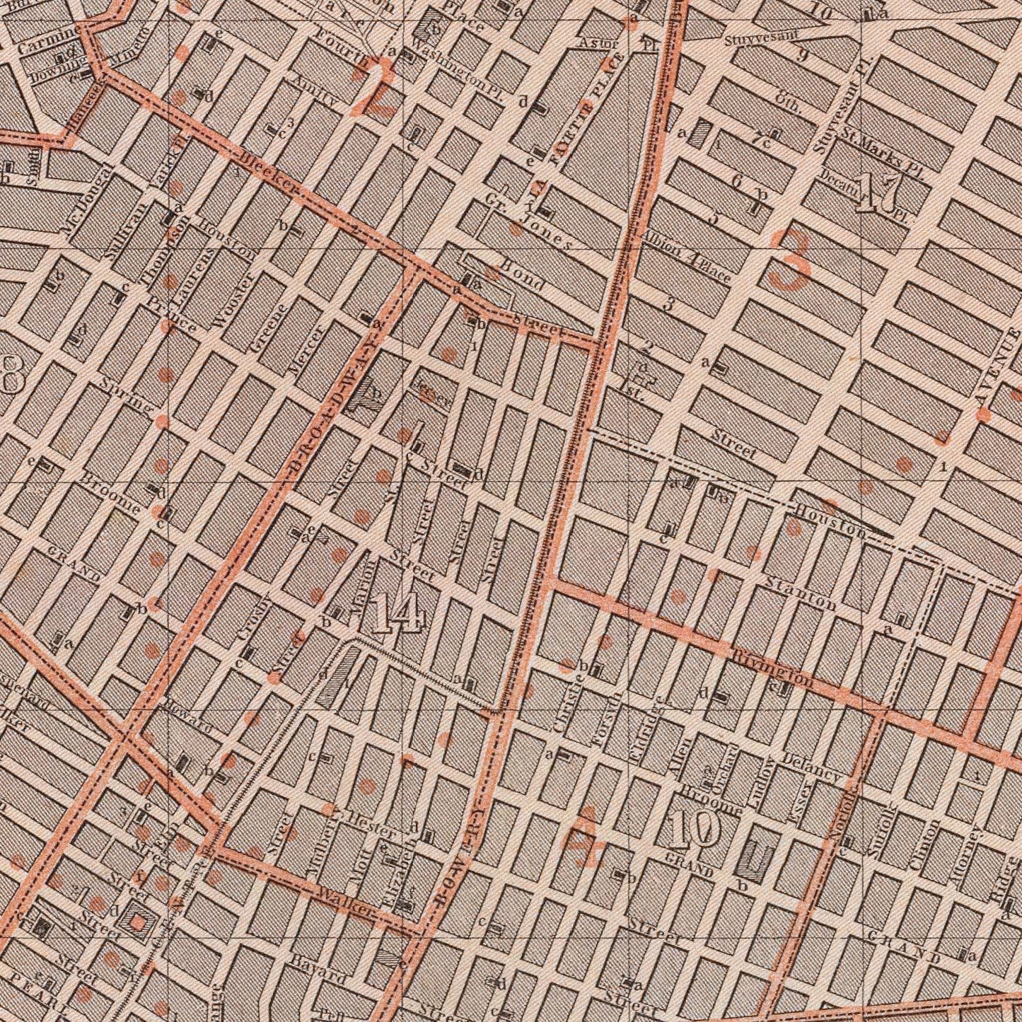 Vintage Map of New York City, New York, 1845 II
