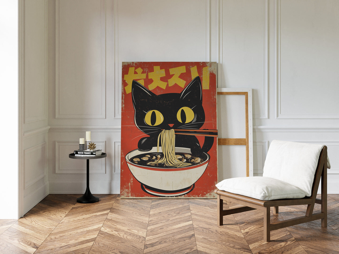 Retro Ramen Cat Japanese-Inspired Wall Art Print