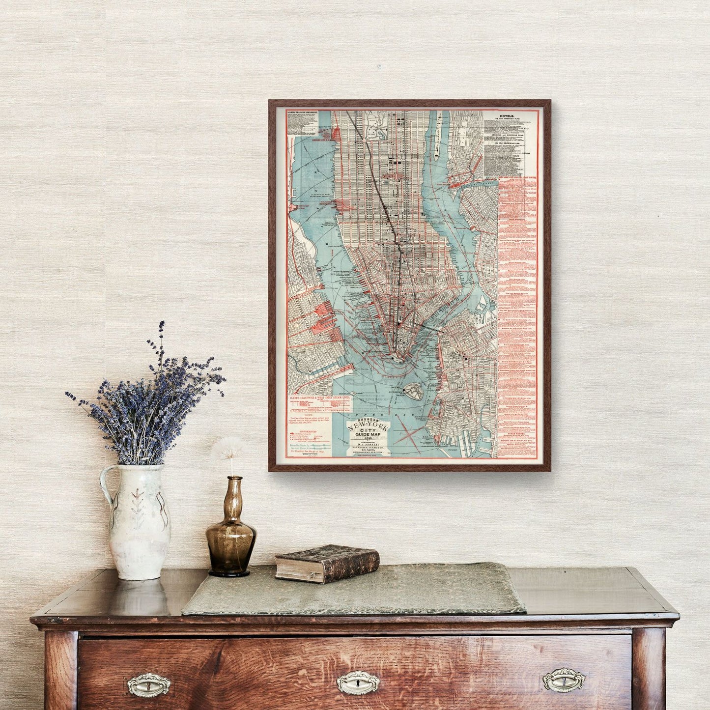 Vintage Map of New York City, New York, 1880