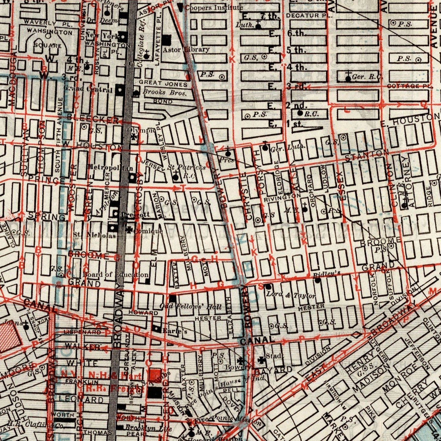 Vintage Map of New York City, New York, 1880