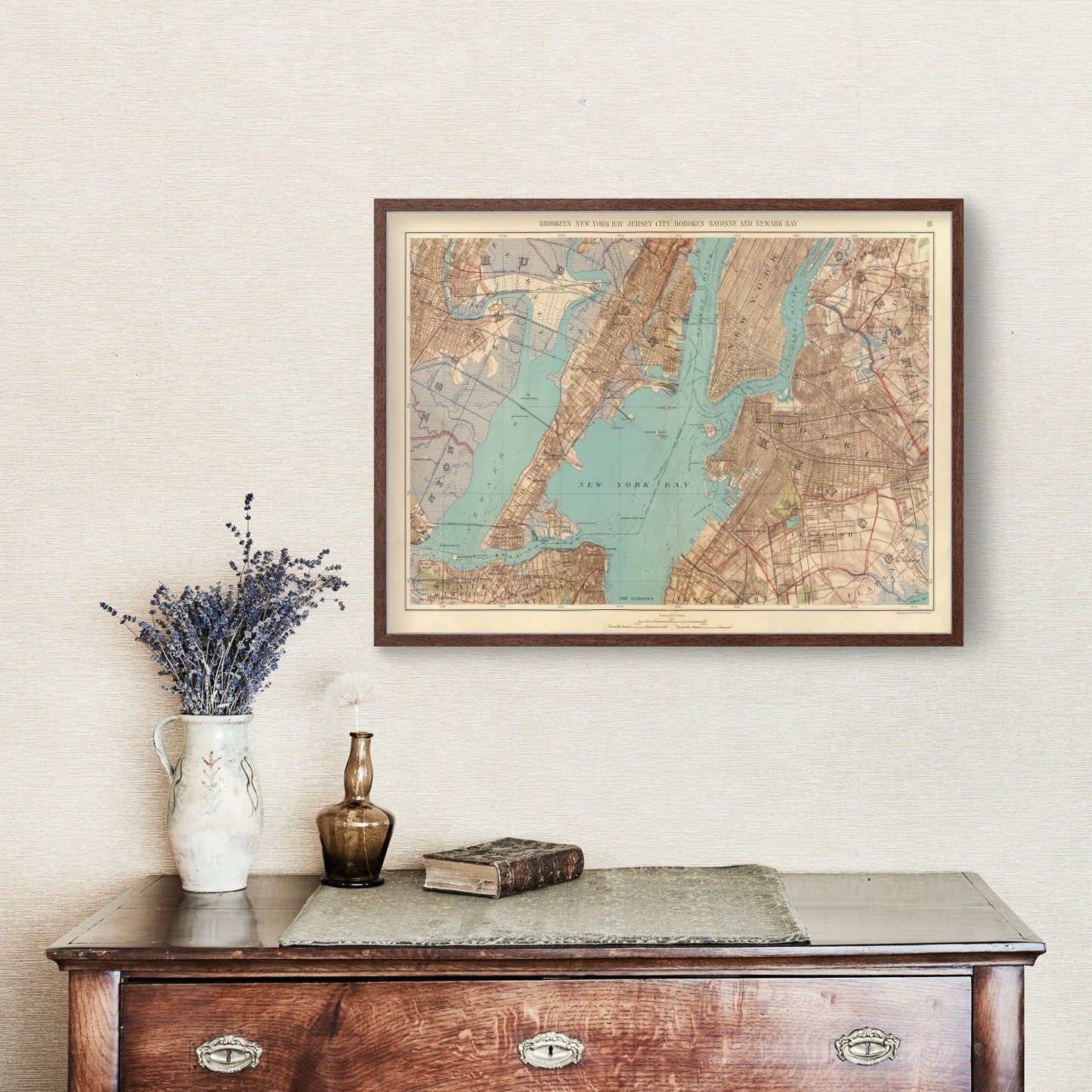 Vintage Map of New York Bay, New York, 1891