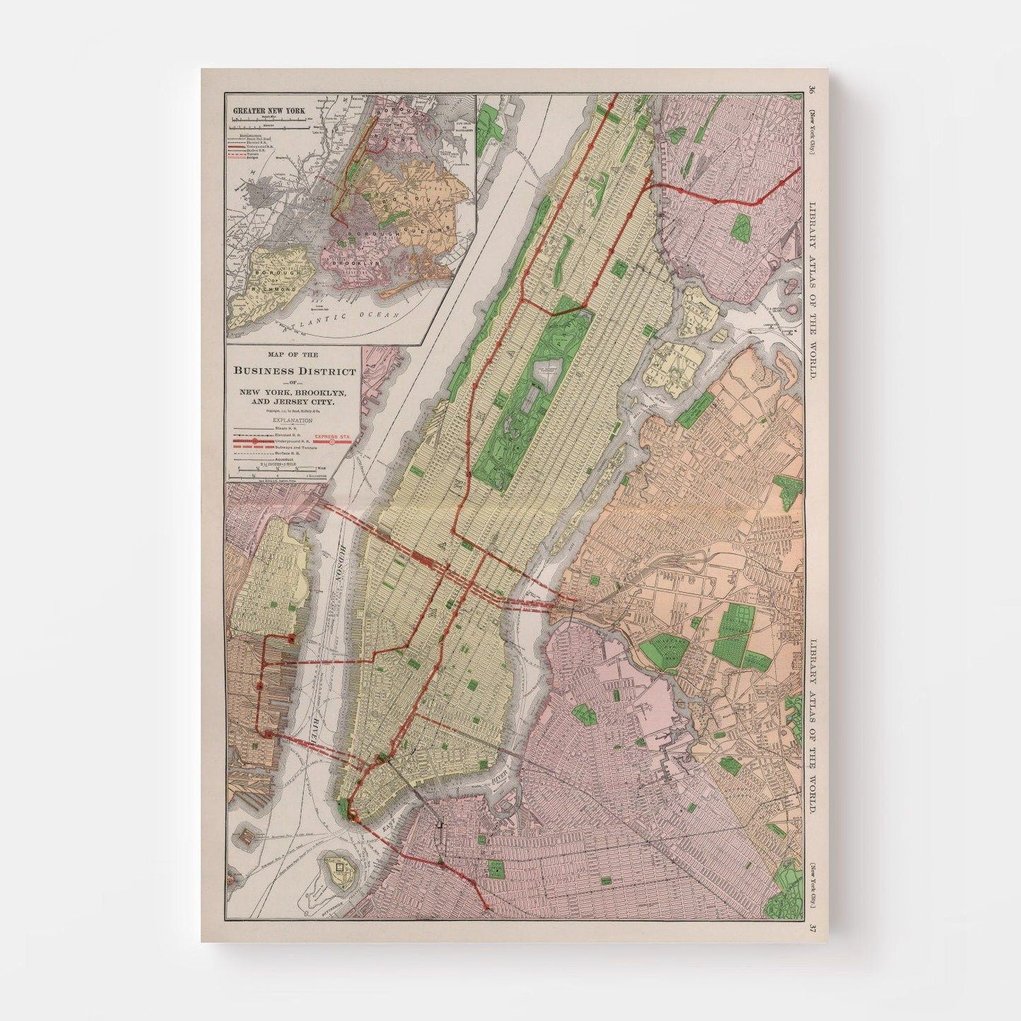 Vintage Map of New York City, New York, 1911