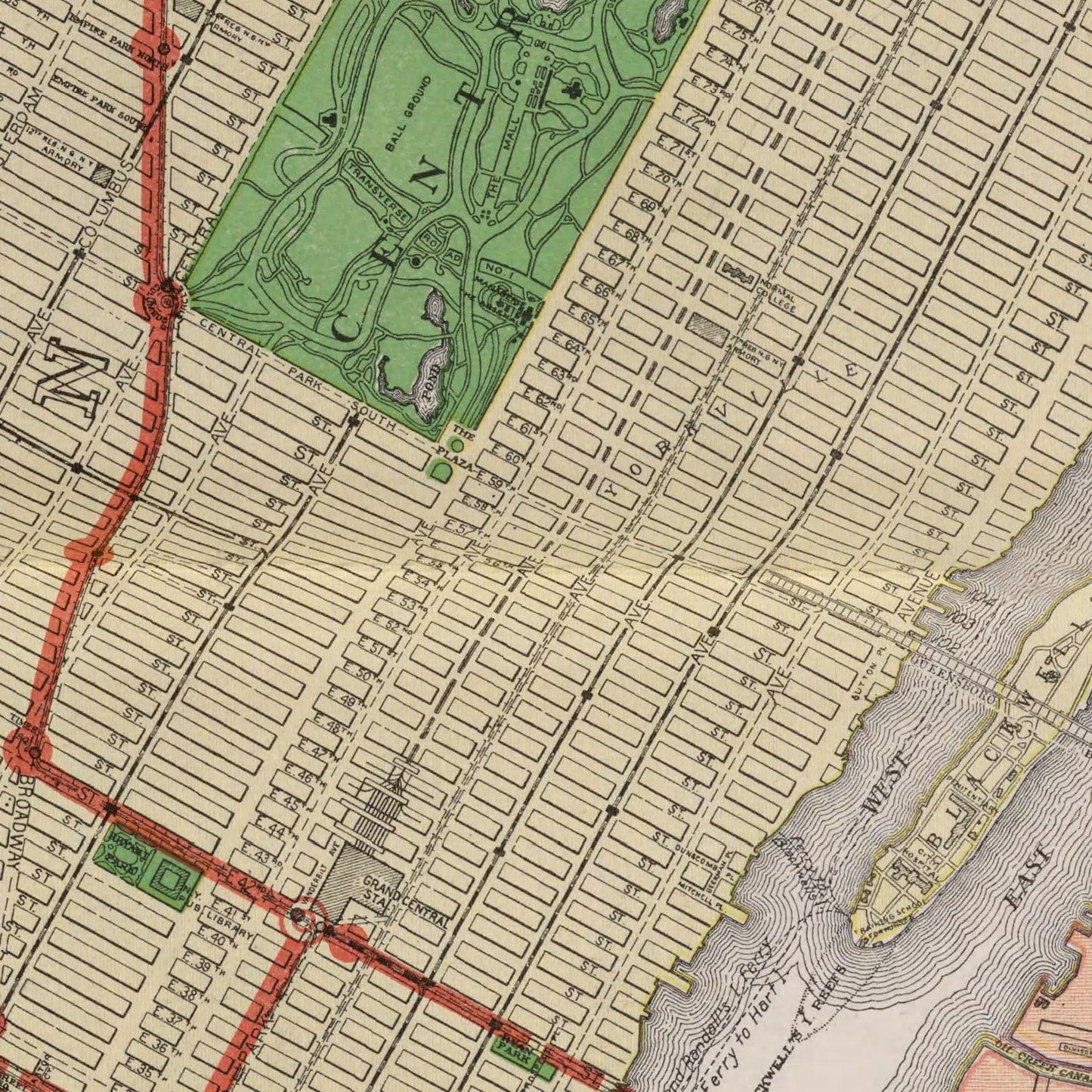 Vintage Map of New York City, New York, 1911