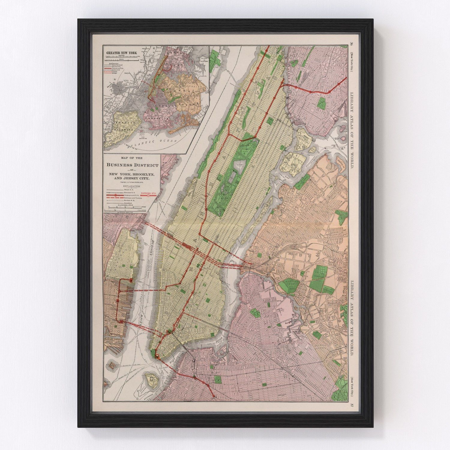 Vintage map of New York City, New York, 1911
