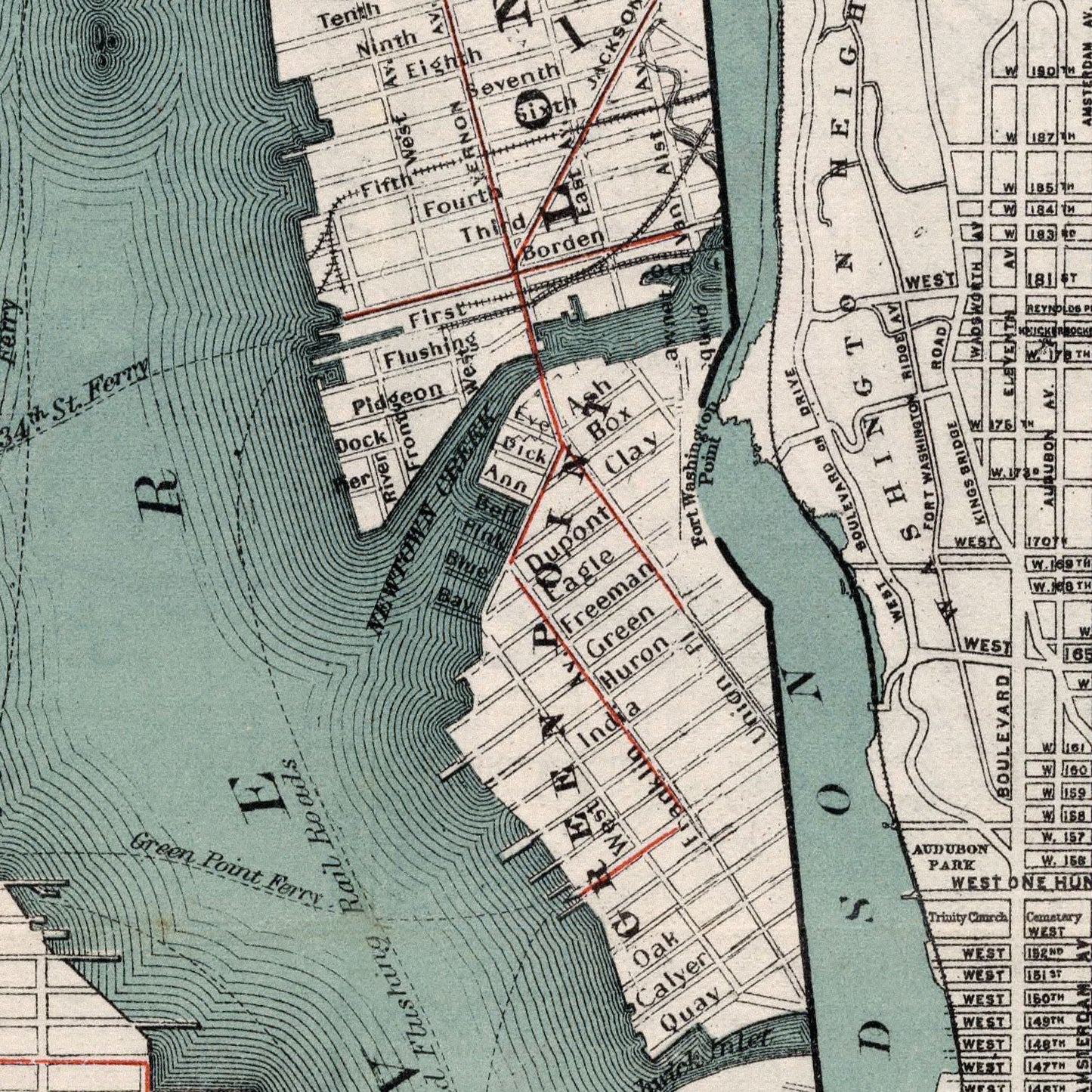 Vintage Map of New York City, New York, 1897