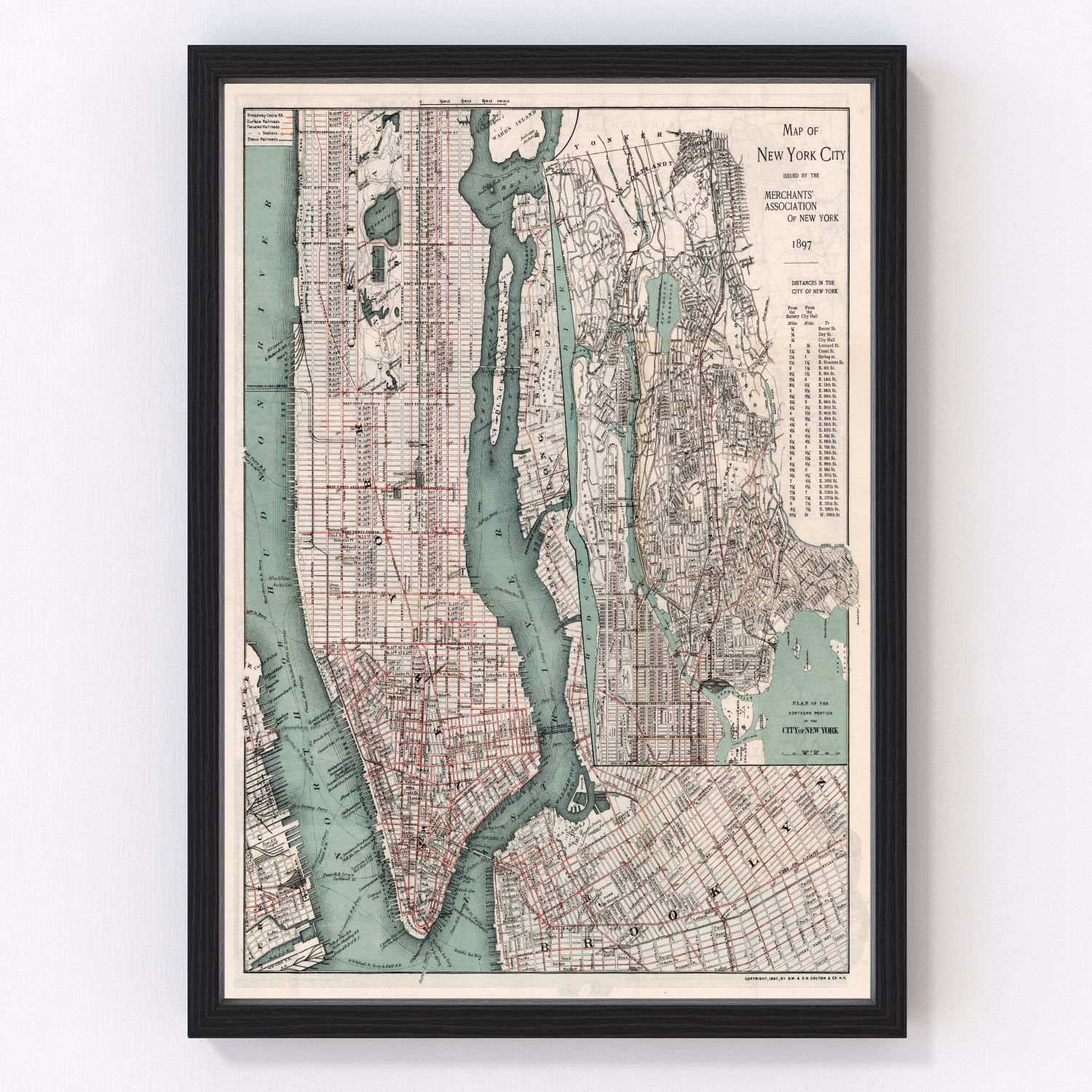 Vintage map of New York City, New York, 1897