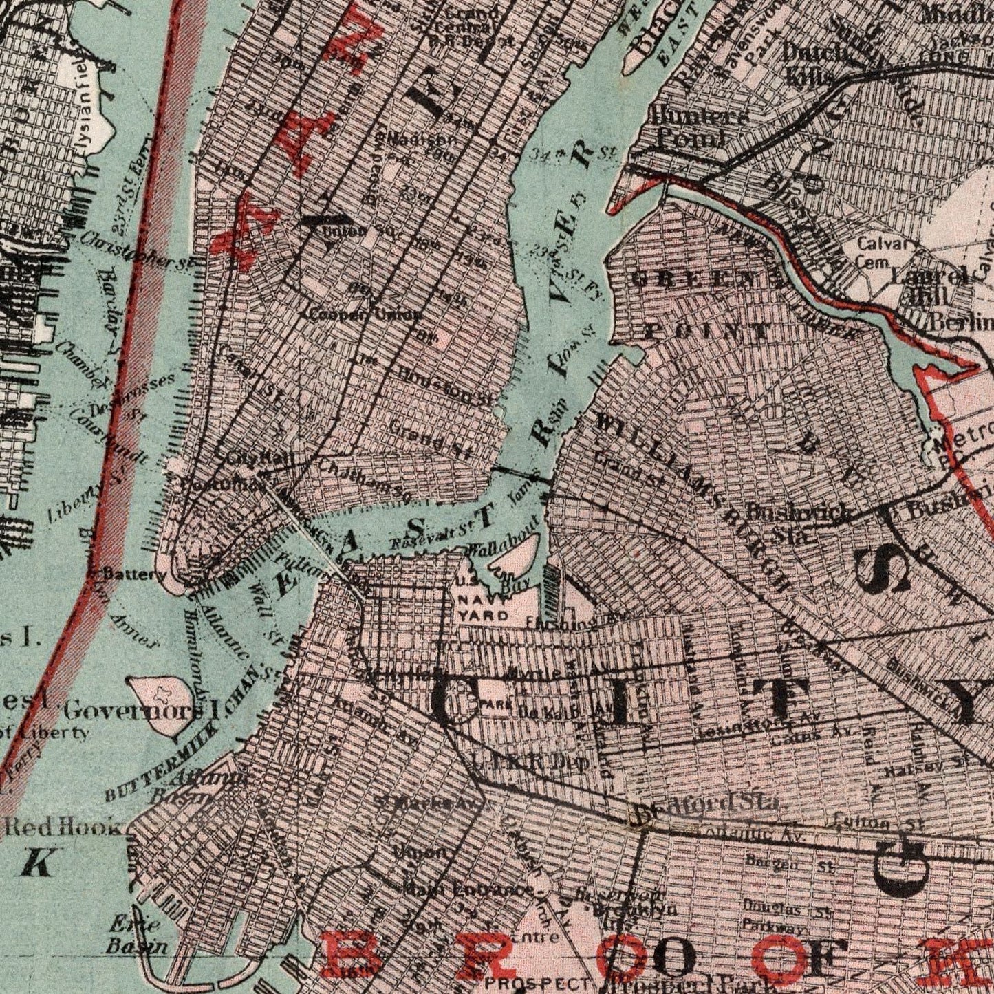 Vintage Map of New York City, New York, 1897 III