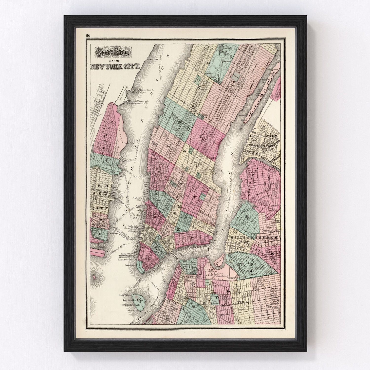 Vintage map of New York City, New York, 1873