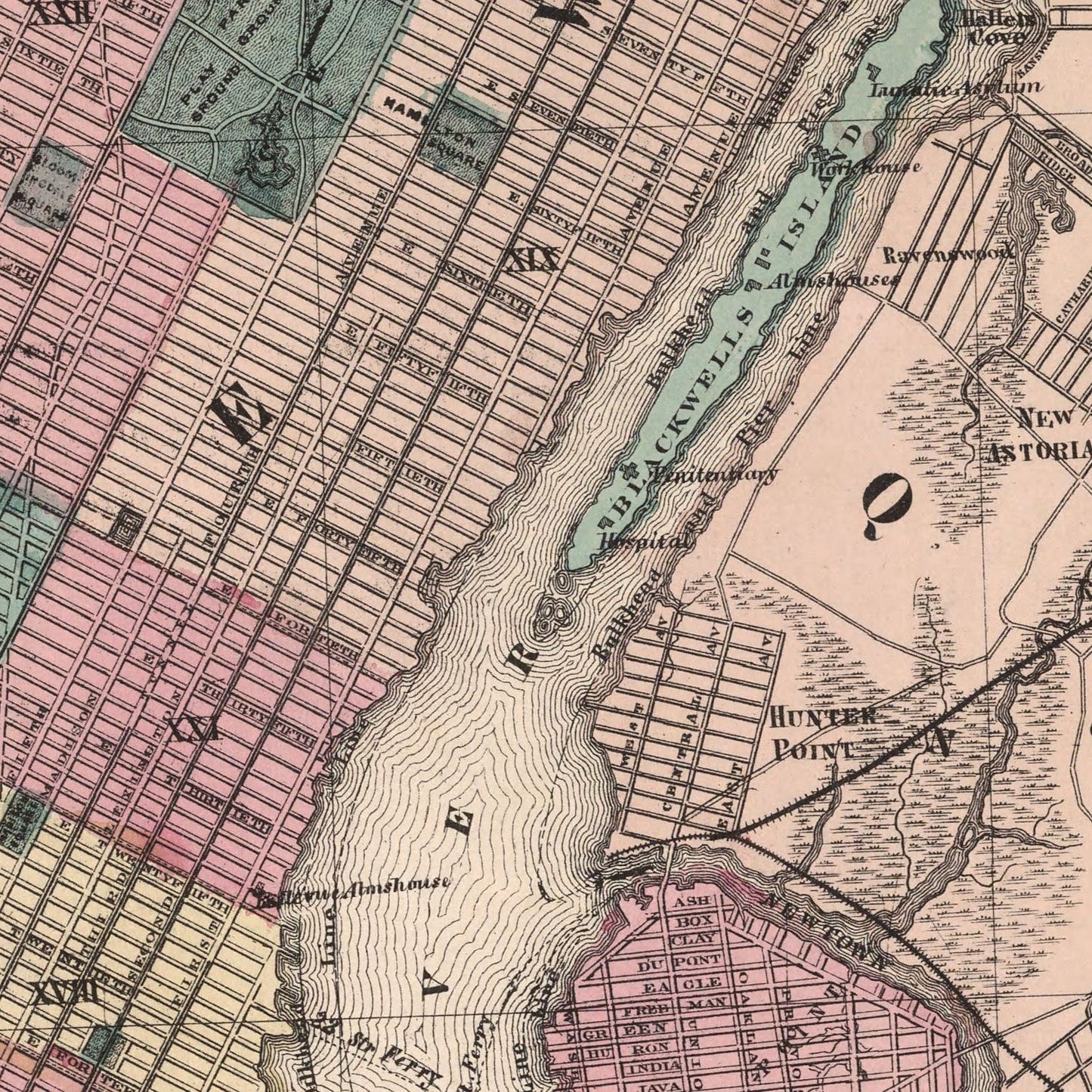 Vintage Map of Brooklyn, New York, 1867