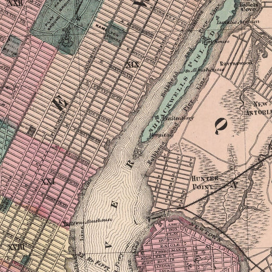 Vintage Map of Brooklyn, New York, 1867