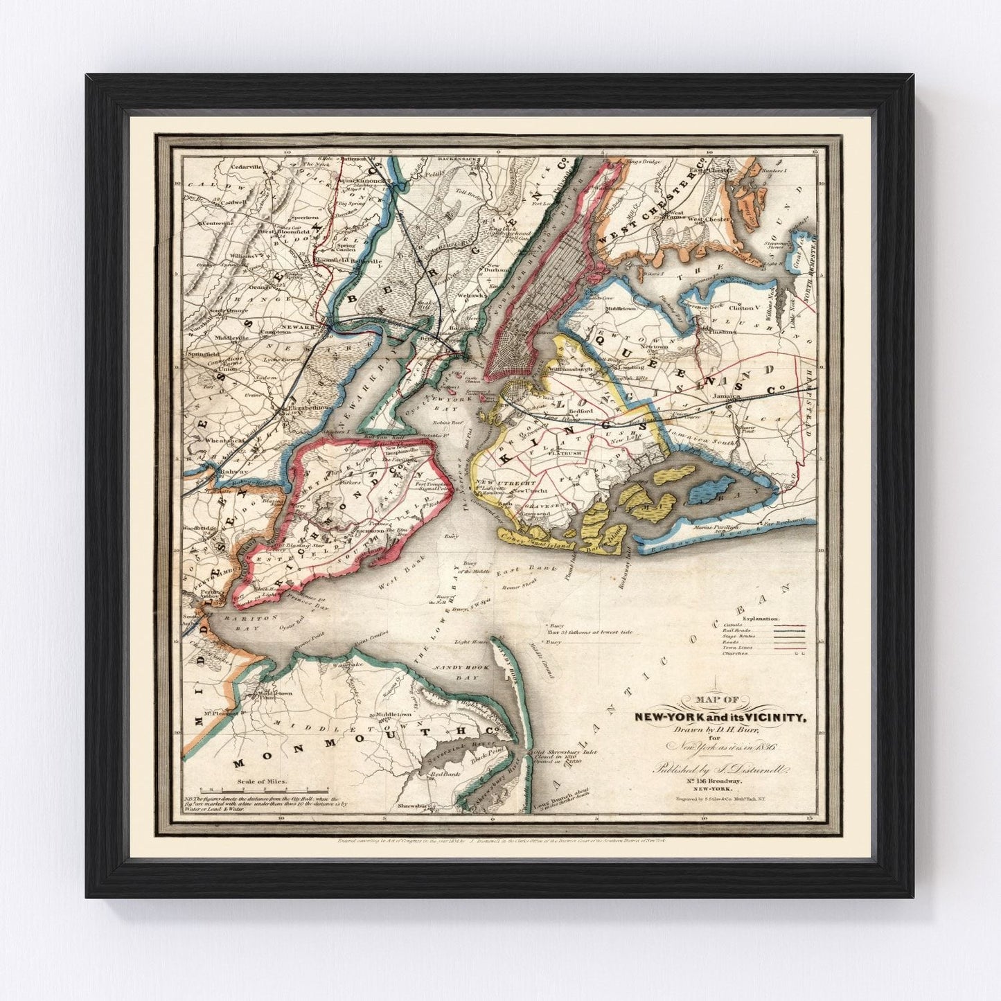 Vintage map of New York City, New York, 1836