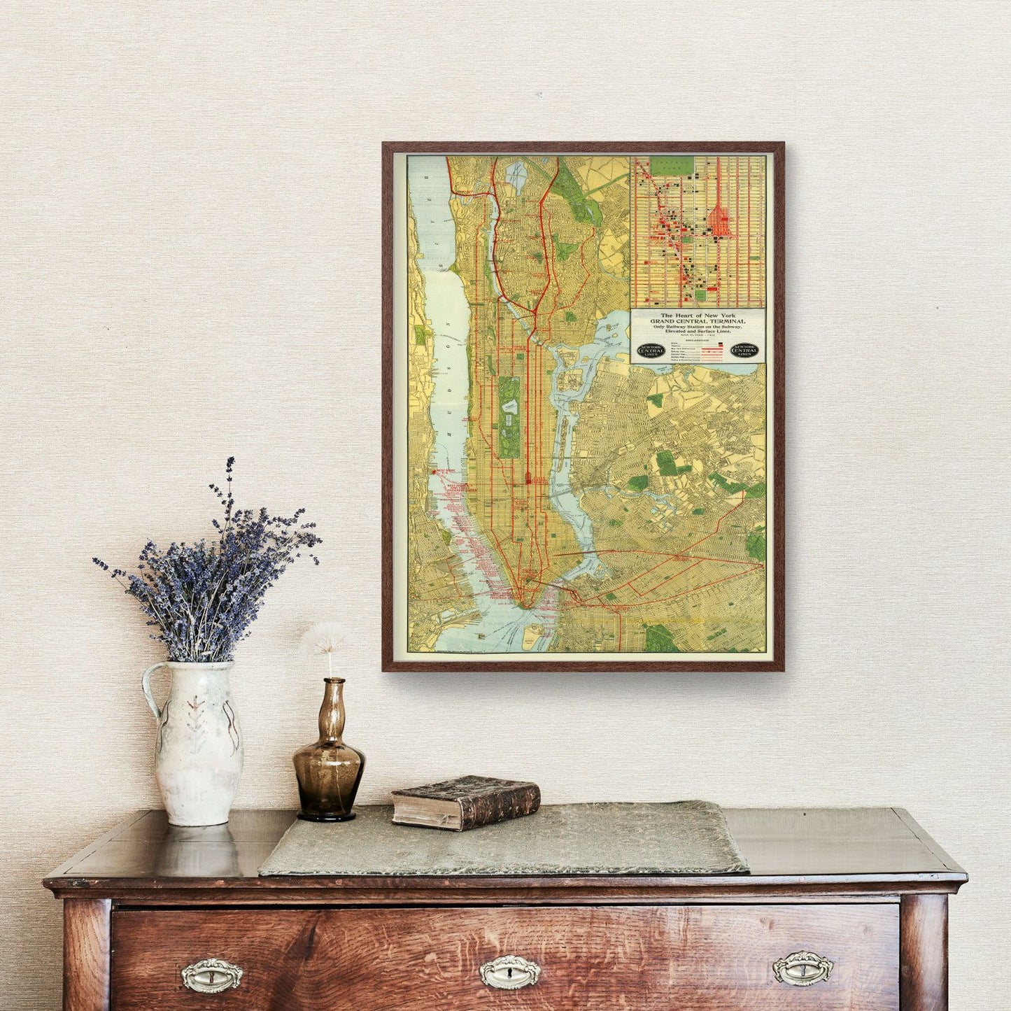Vintage Map of New York City, New York, 1918