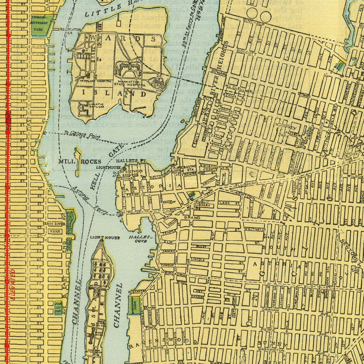 Vintage Map of New York City, New York, 1918