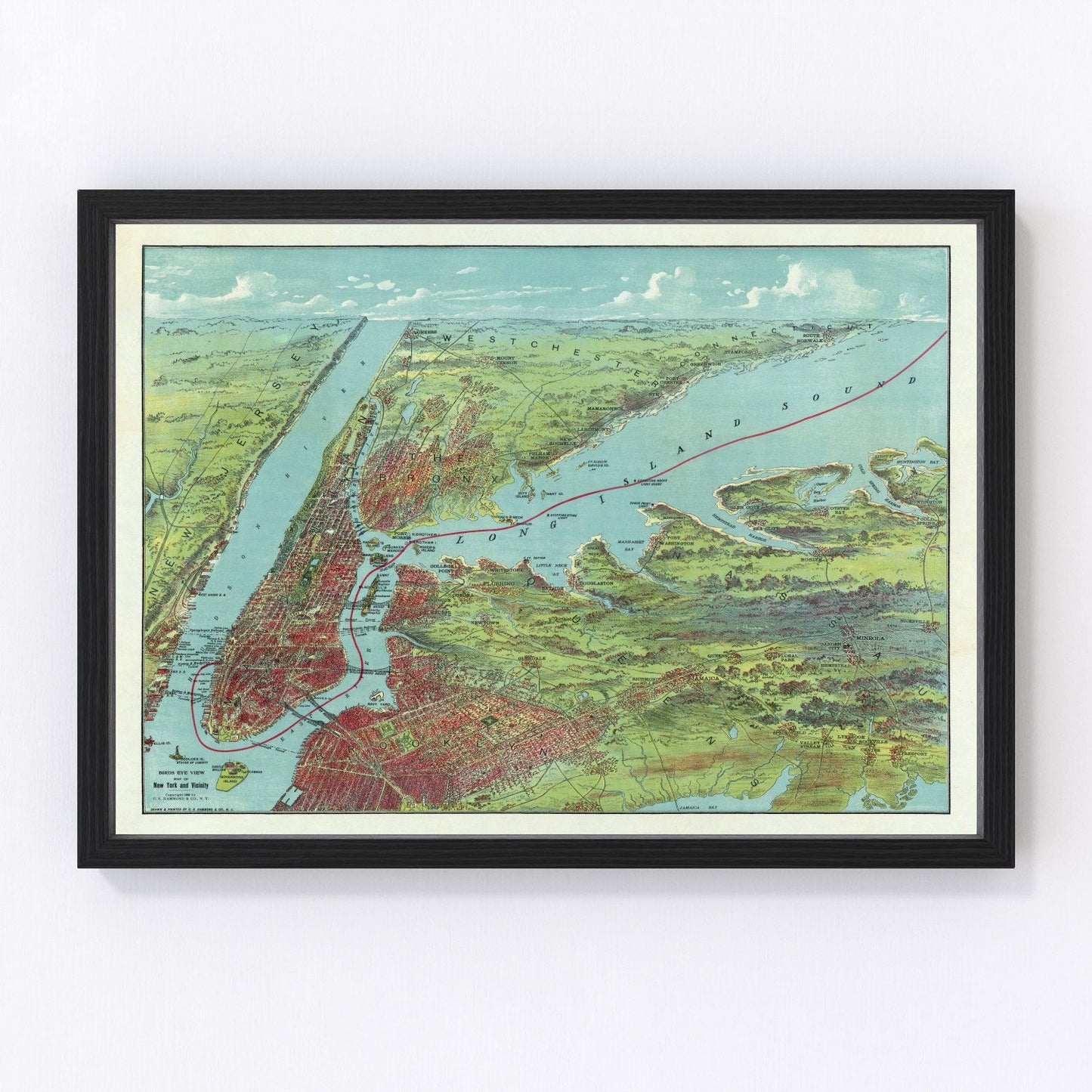 vintage map of Long Island, New York, 1909