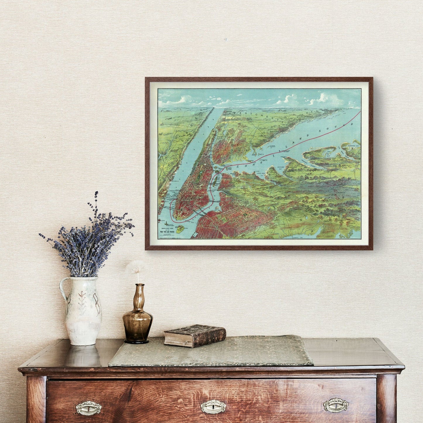 Vintage Map of Long Island, New York, 1909