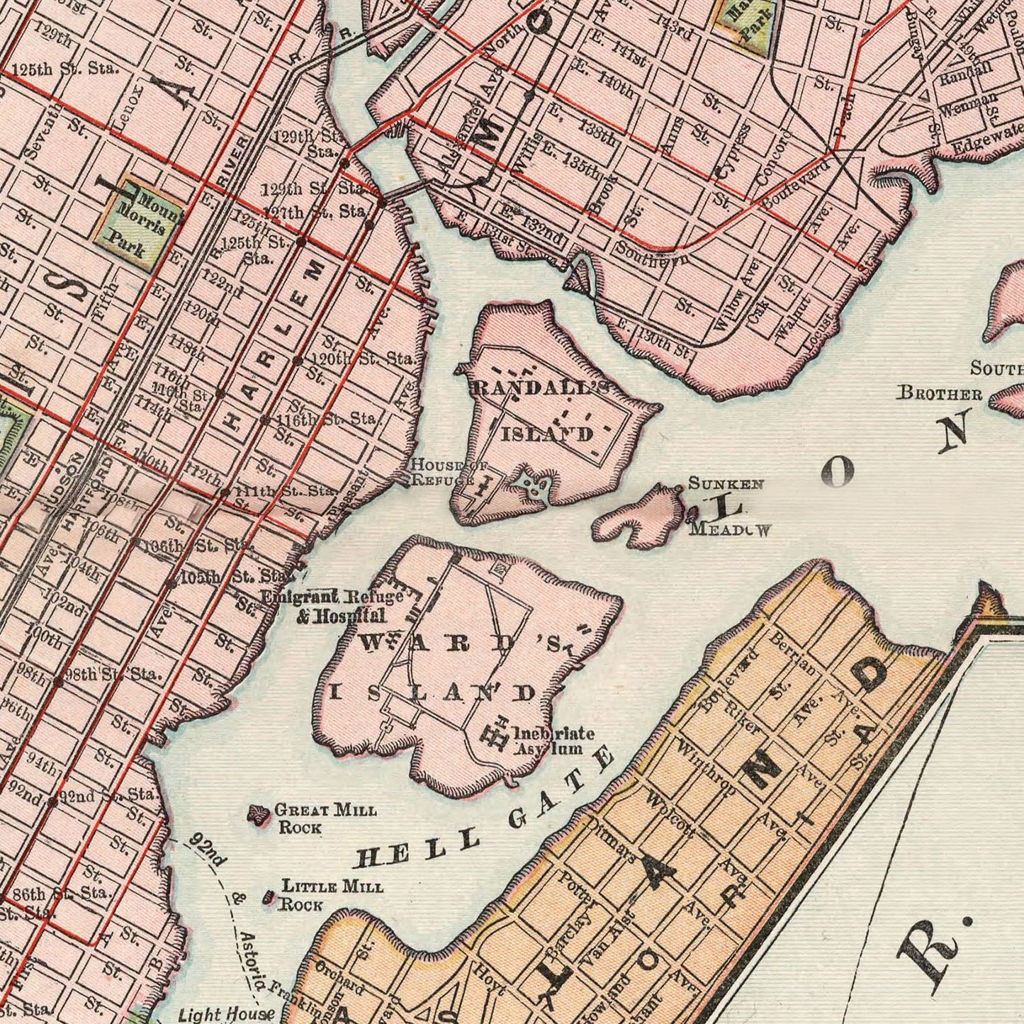 Vintage Map of New York City, New York, 1892