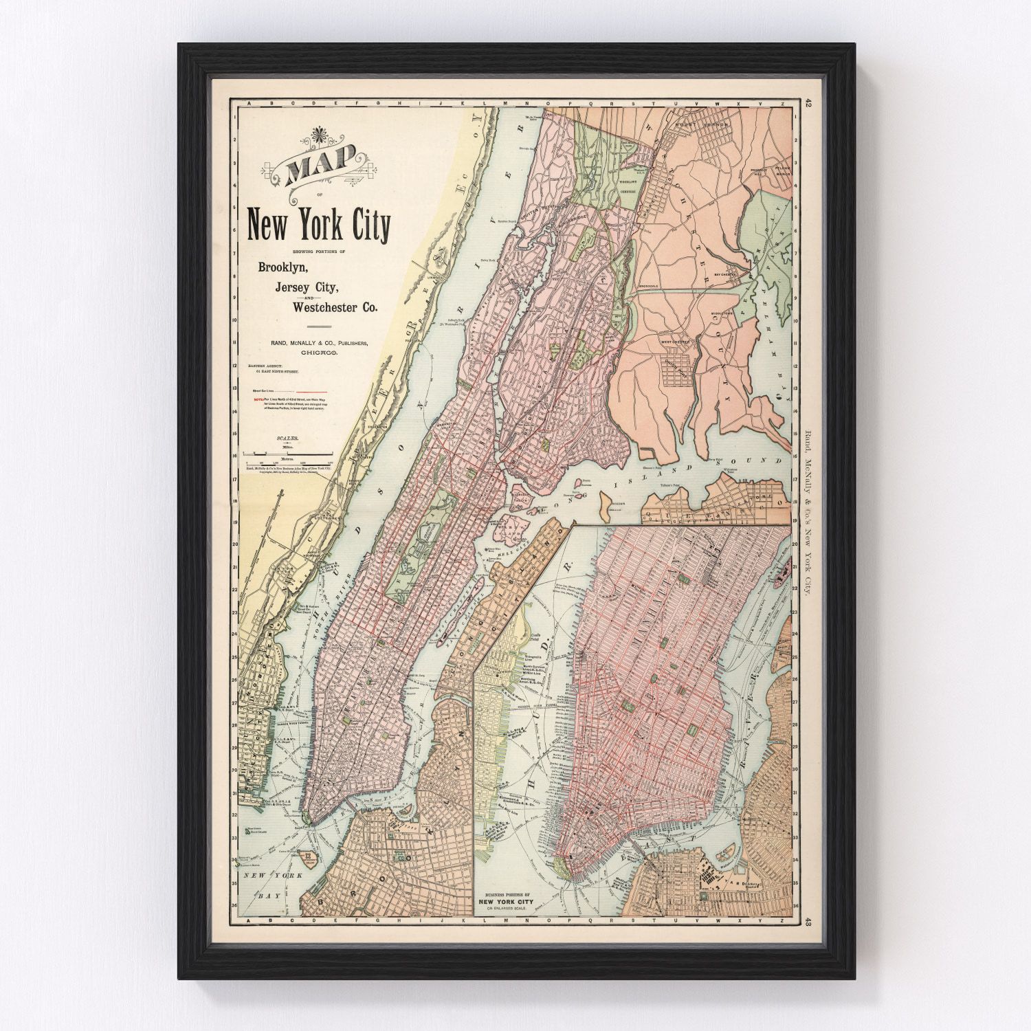 Vintage map of New York City, New York, 1892