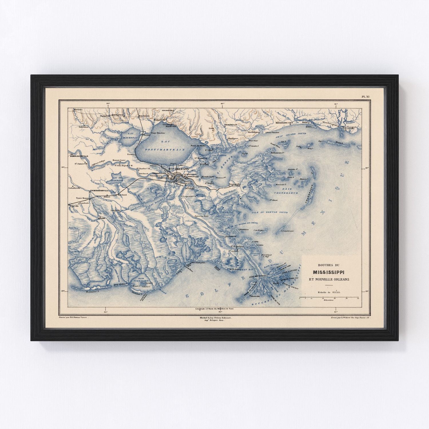 Vintage map of New Orleans, Louisiana, 1875