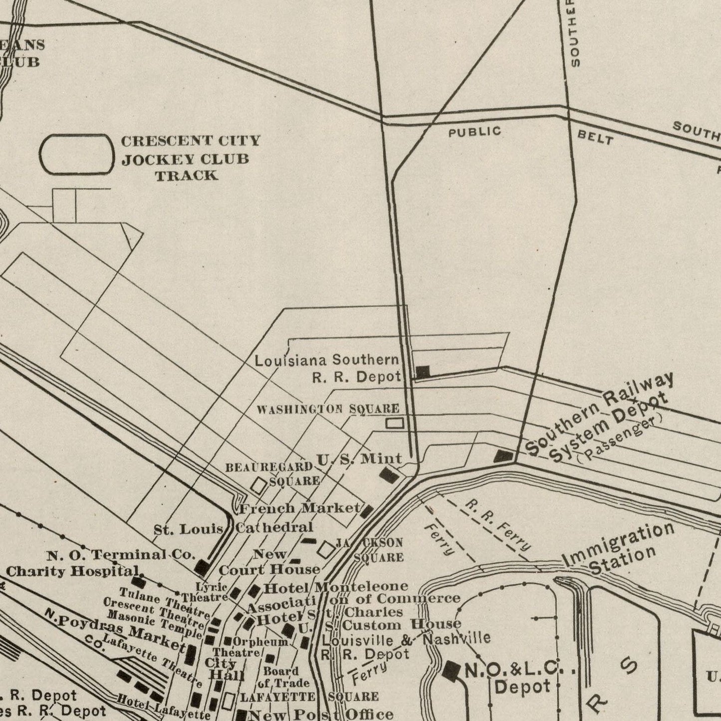 Vintage Map of New Orleans, Louisiana, 1924