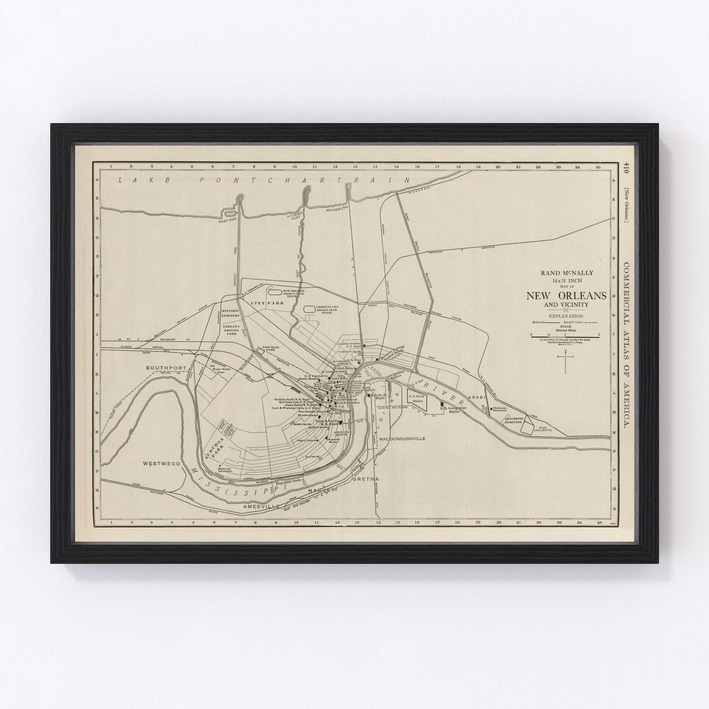 Vintage map of New Orleans, Orleans Parish, Louisiana, 1924