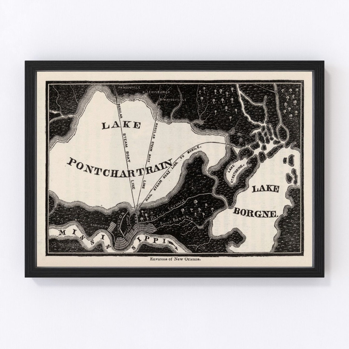 Vintage map of New Orleans, Louisiana, 1845