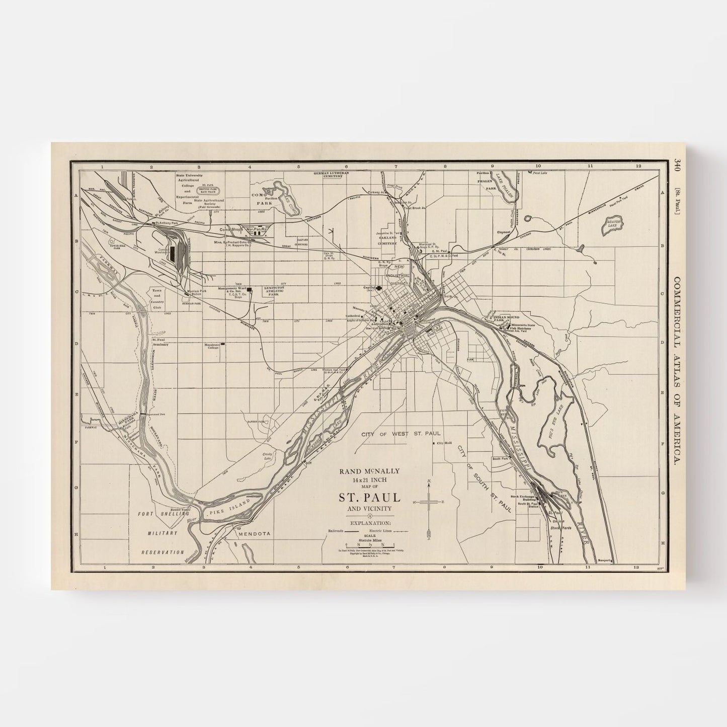 Vintage Map of St. Paul, Minnesota, 1924
