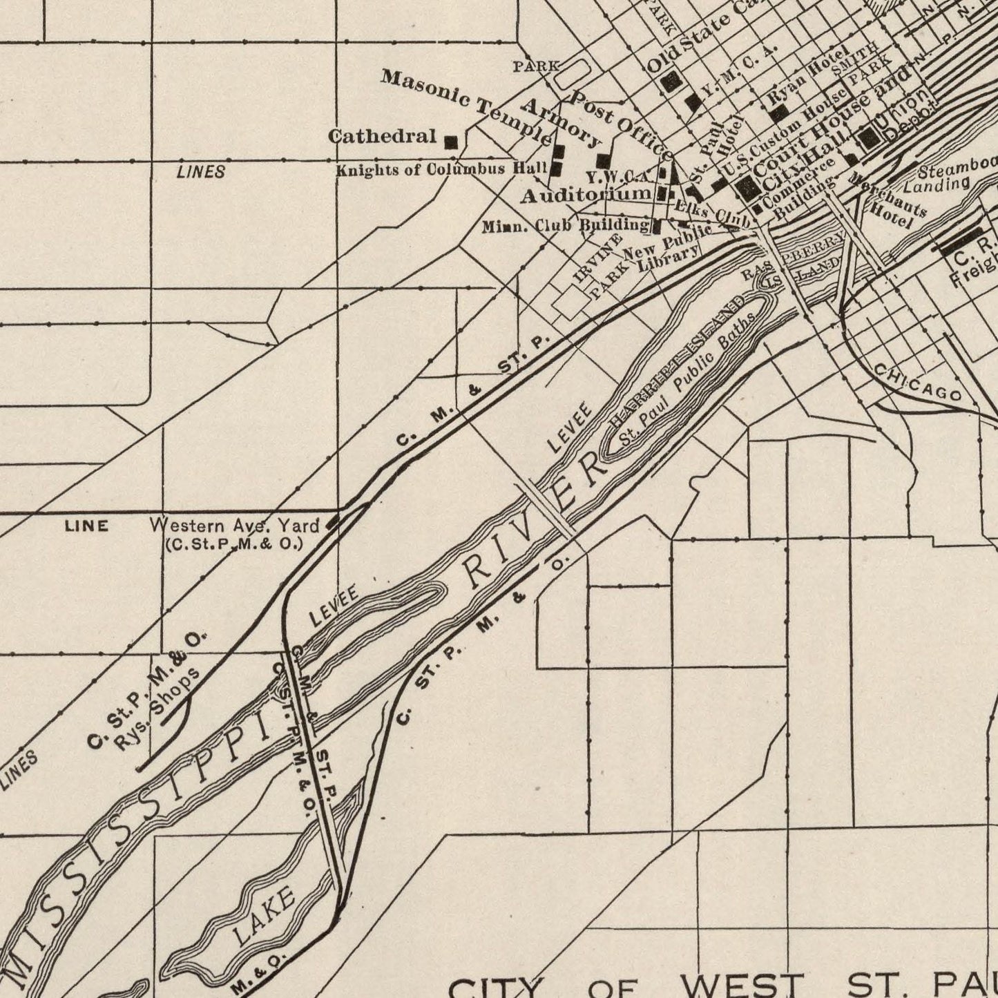 Vintage Map of St. Paul, Minnesota, 1924