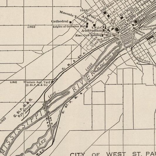 Vintage Map of St. Paul, Minnesota, 1924