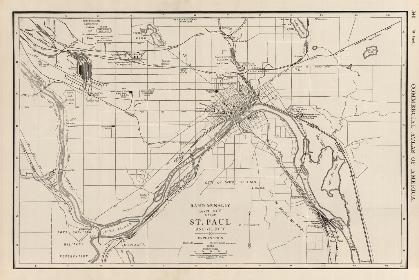 Vintage Map of St. Paul, Minnesota, 1924
