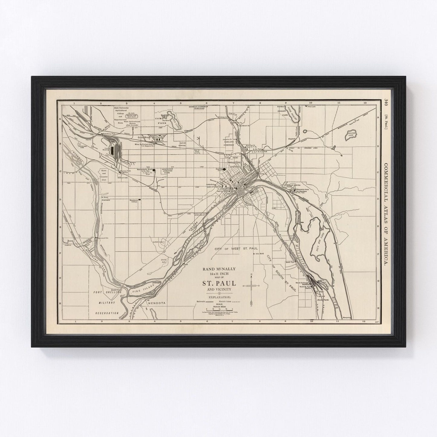 Vintage map of St. Paul, Minnesota, 1924