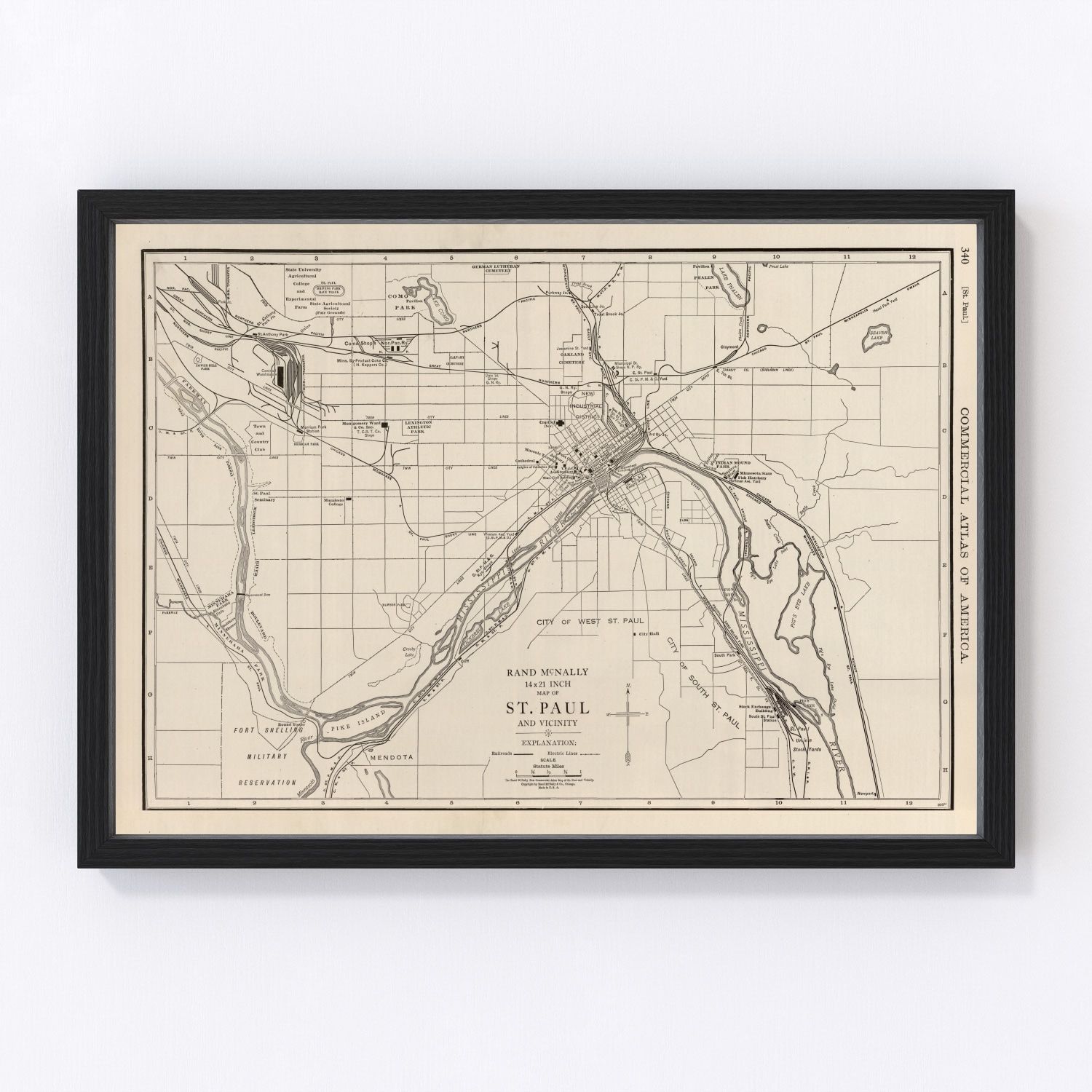 Vintage map of St. Paul, Minnesota, 1924