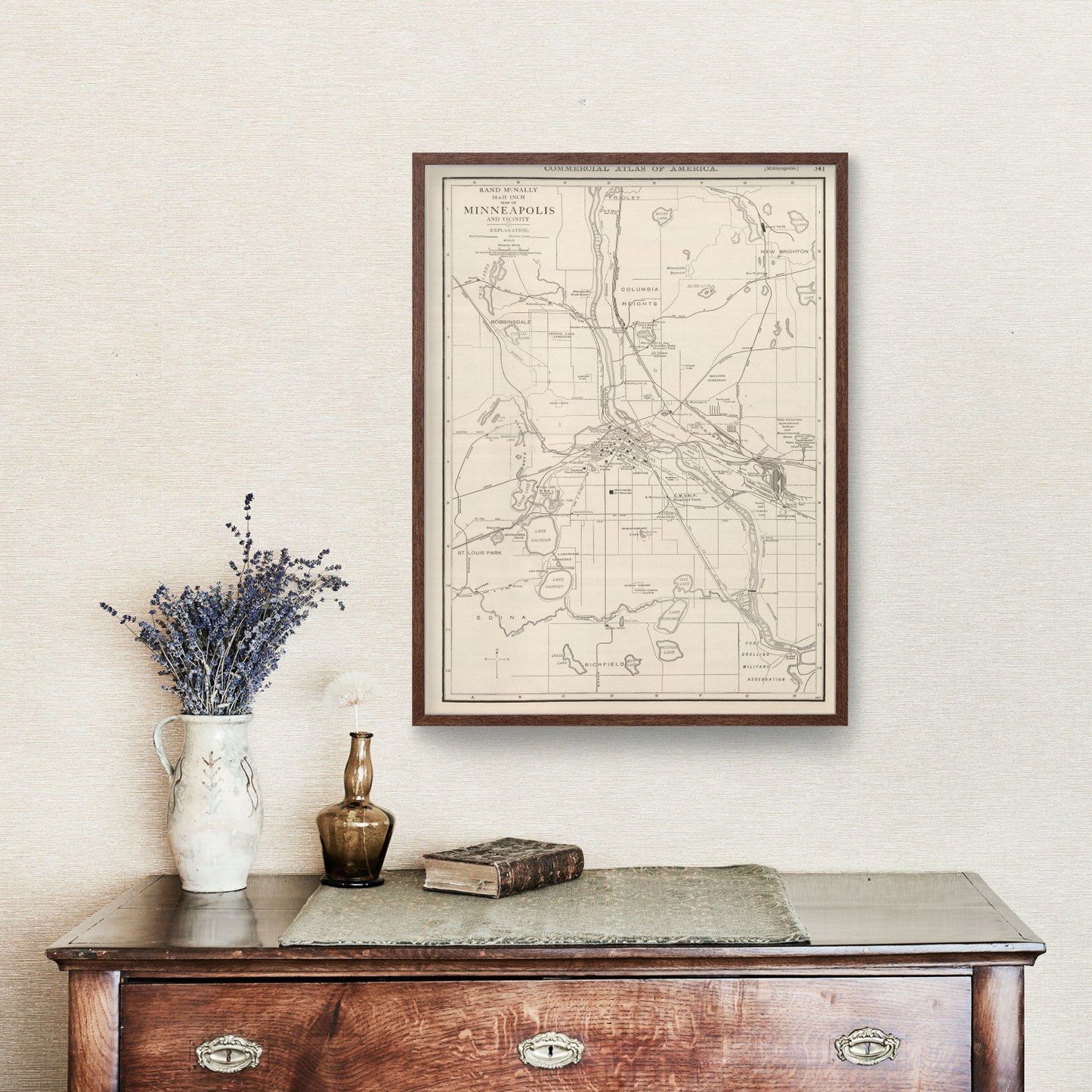 Vintage Map of Minneapolis, Minnesota, 1924 II