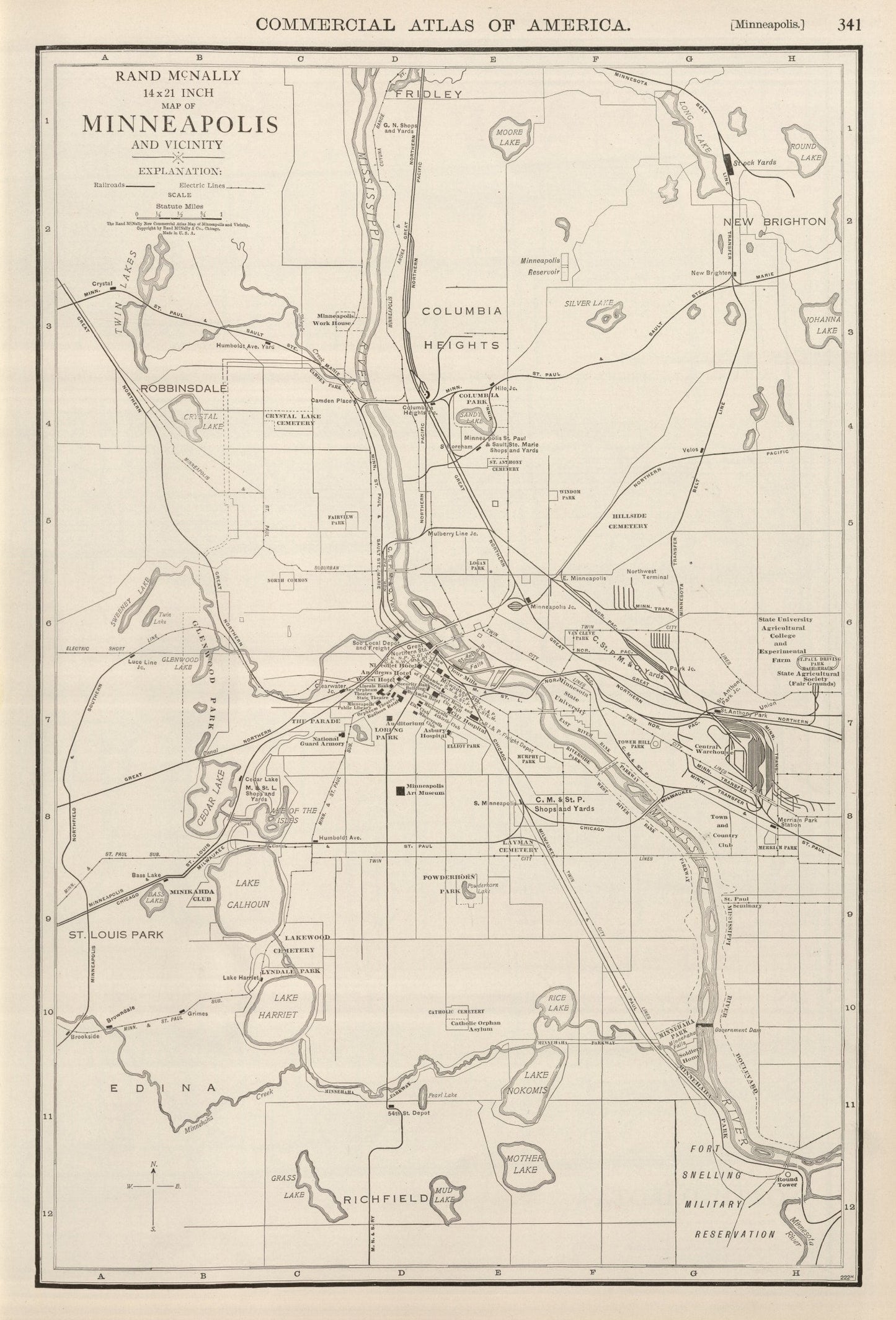 Vintage Map of Minneapolis, Minnesota, 1924 II