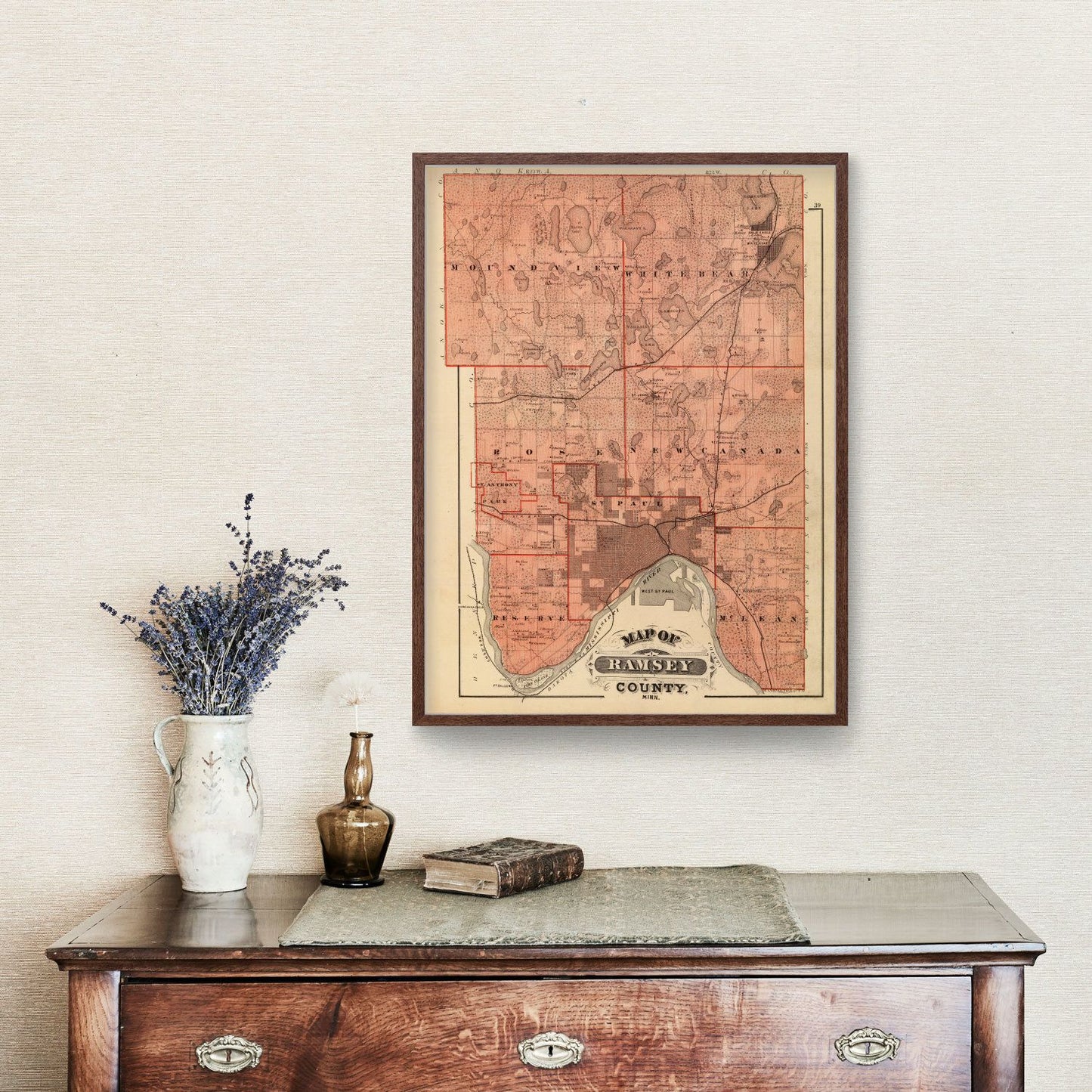 Vintage Map of Ramsey County, Minnesota, 1874 II