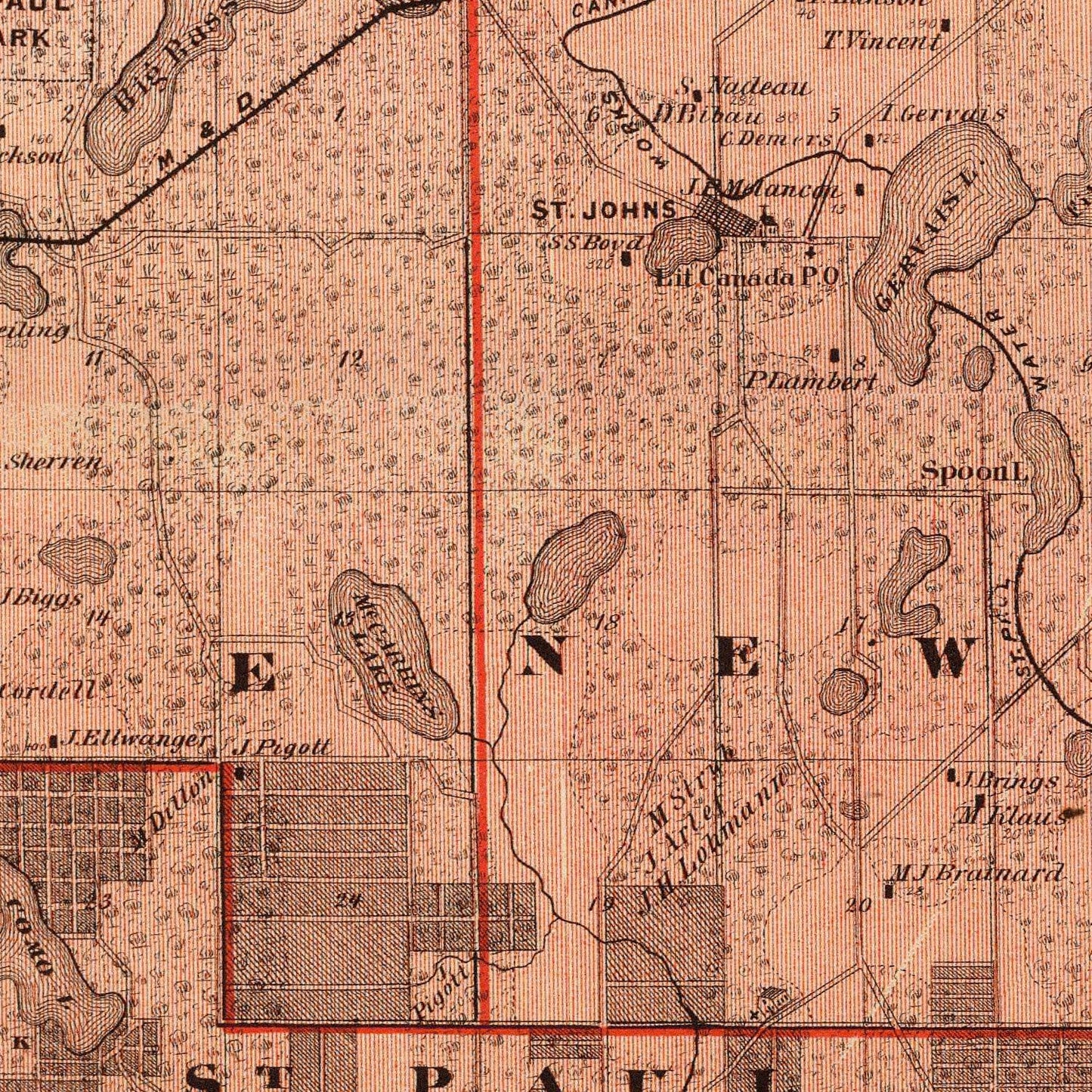 Vintage Map of Ramsey County, Minnesota, 1874 II