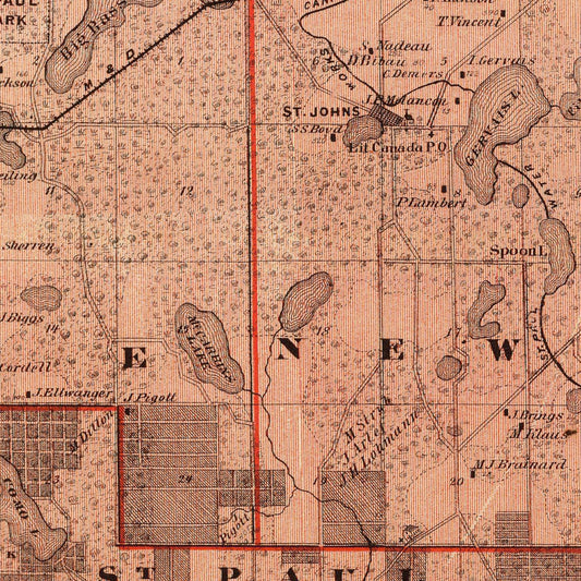 Vintage Map of Ramsey County, Minnesota, 1874 II