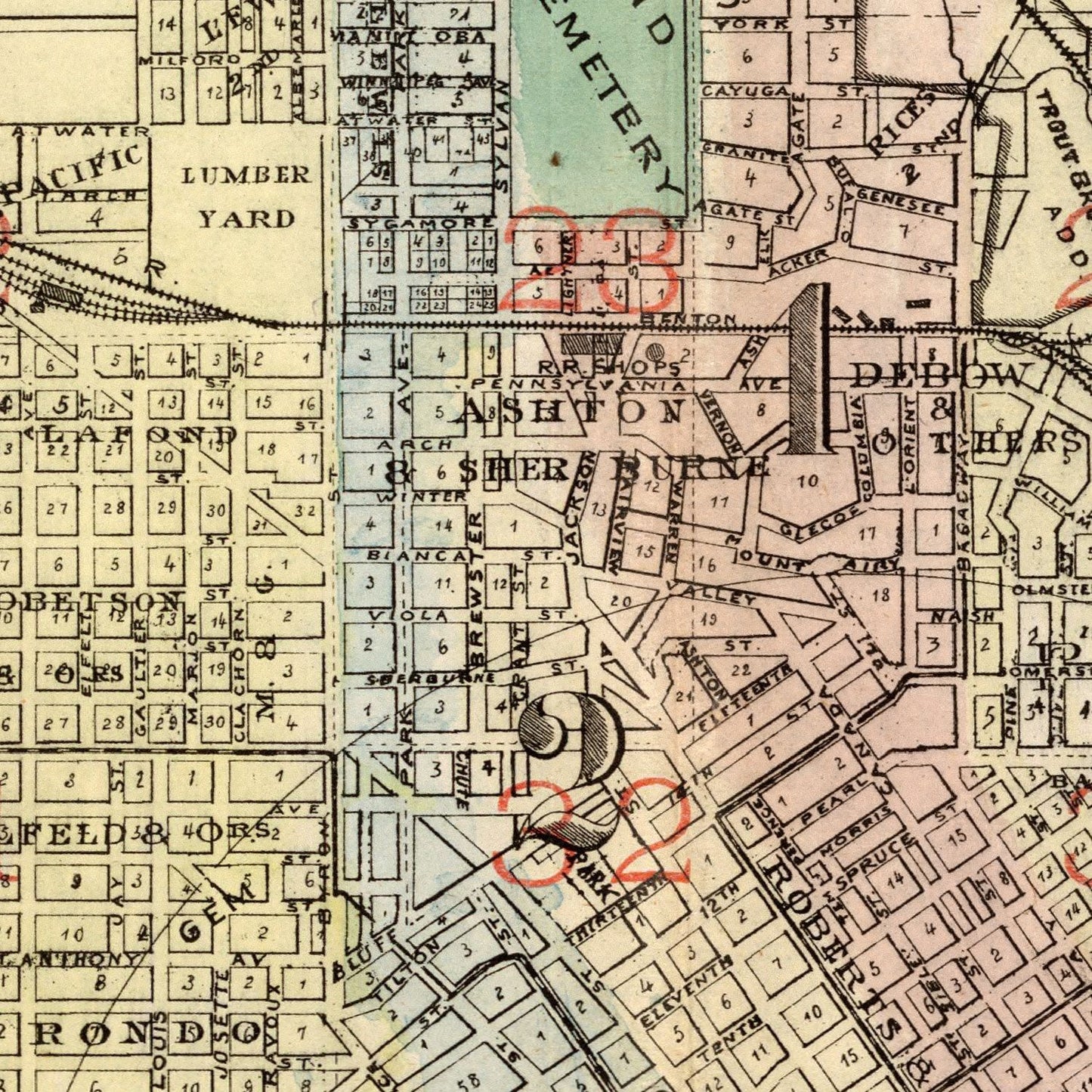 Vintage Map of St. Paul, Minnesota, 1884 II