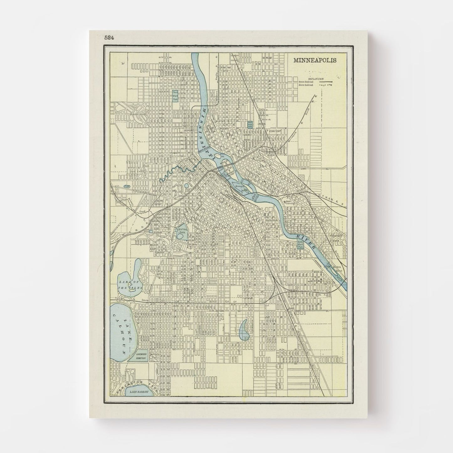 Vintage Map of Minneapolis, Minnesota, 1901