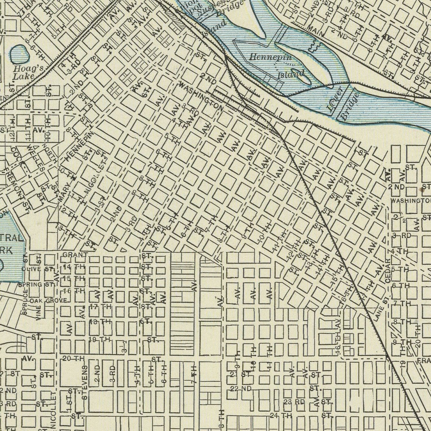 Vintage Map of Minneapolis, Minnesota, 1901